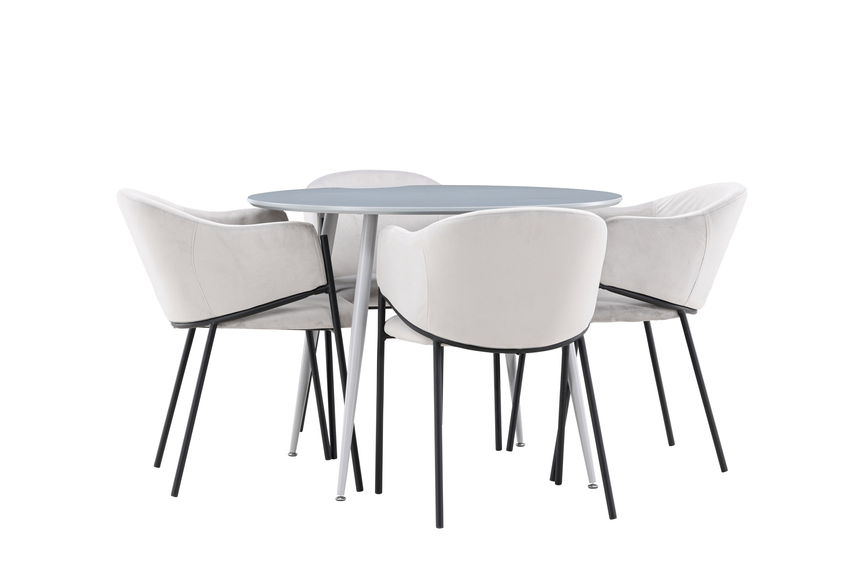 Plaza, Evelina ensemble repas rond gris, noir sur fond clair