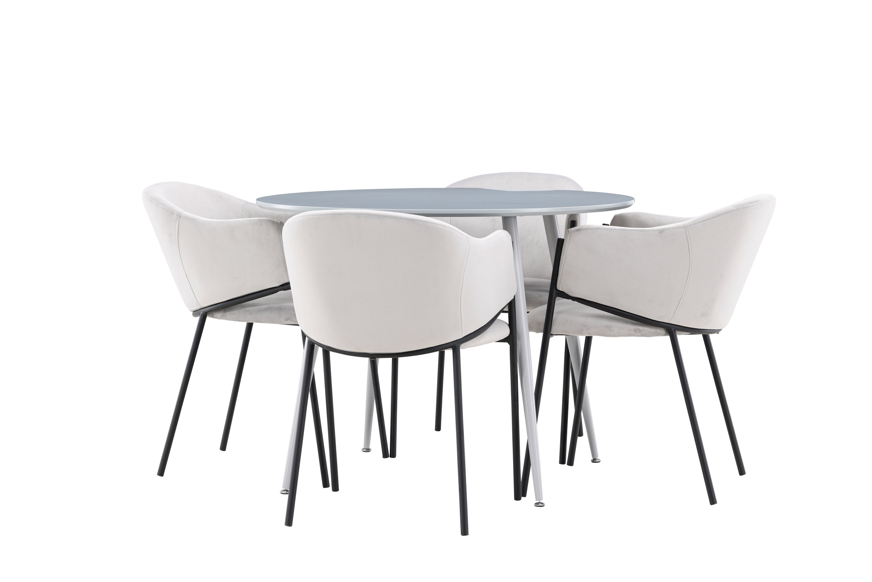 Plaza, Evelina ensemble repas rond gris, noir sur fond clair