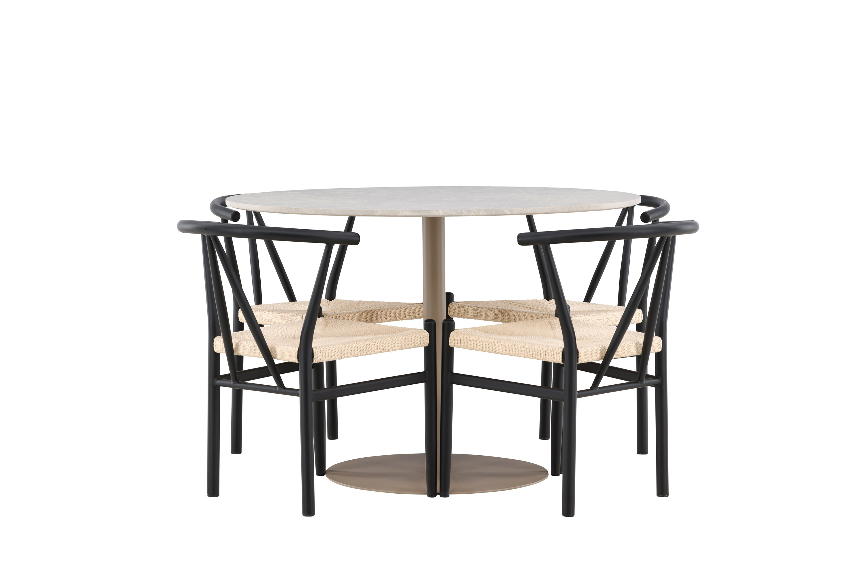 Lycke, Alfons ensemble repas rond beige, noir sur fond clair