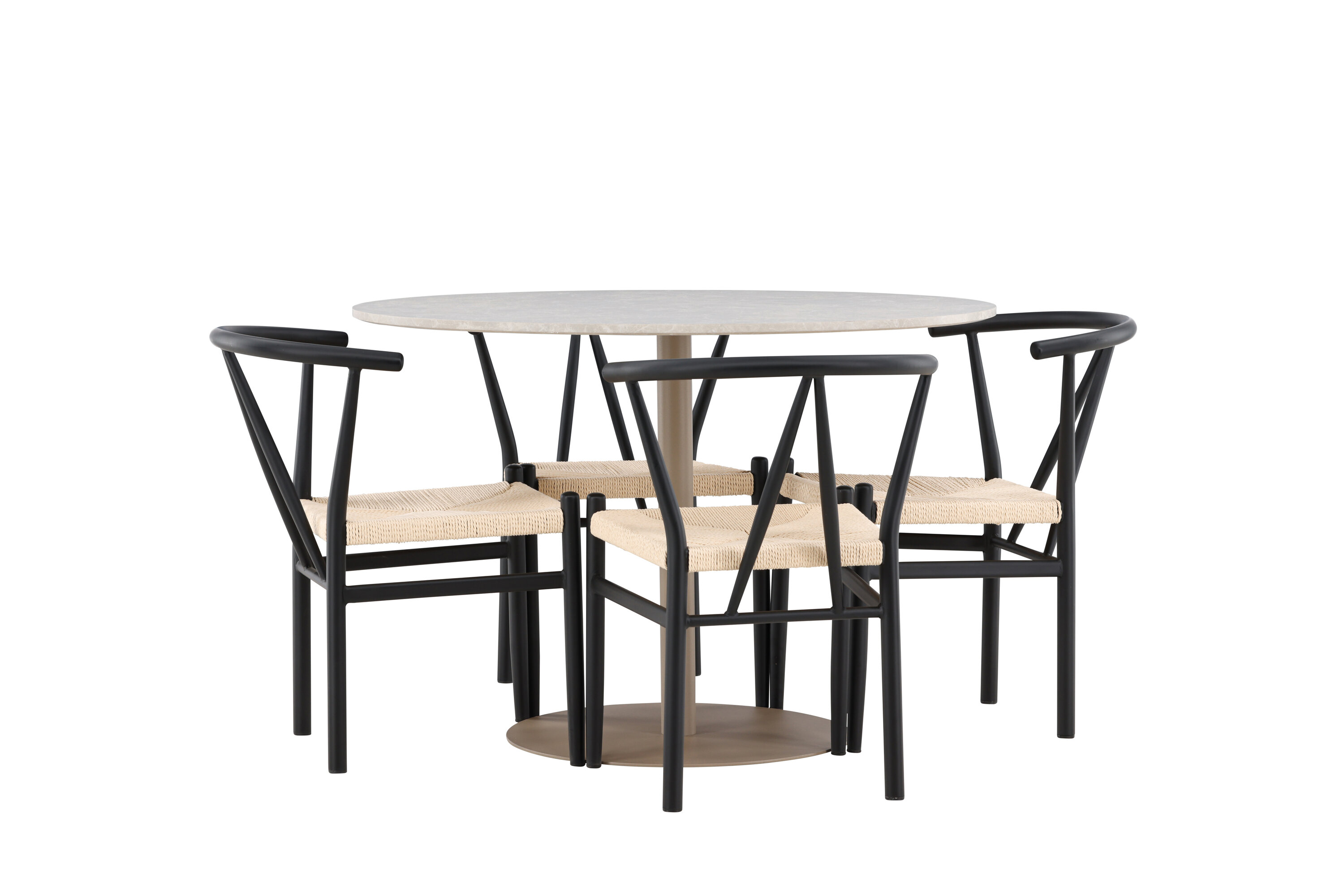 Lycke, Alfons ensemble repas rond beige, noir sur fond clair