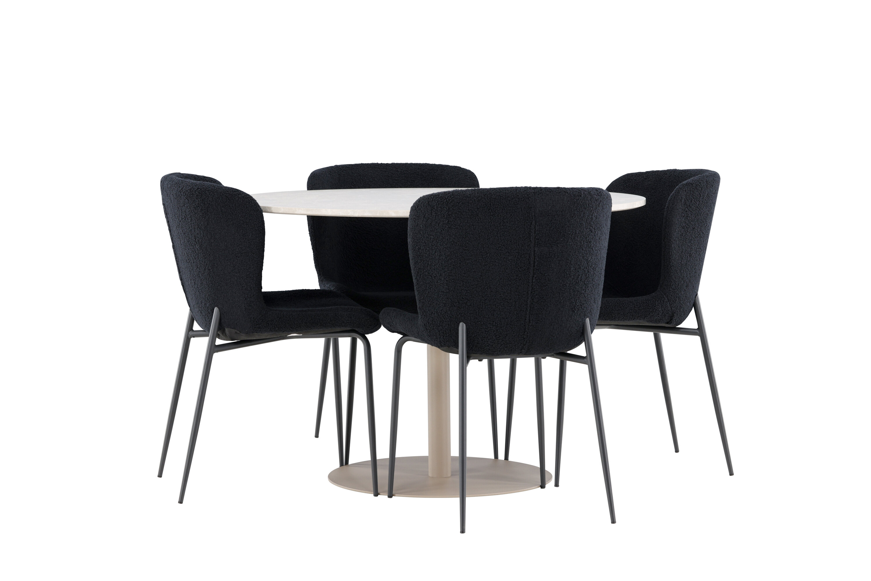 Lycke, Modesto ensemble repas rond beige, noir sur fond clair