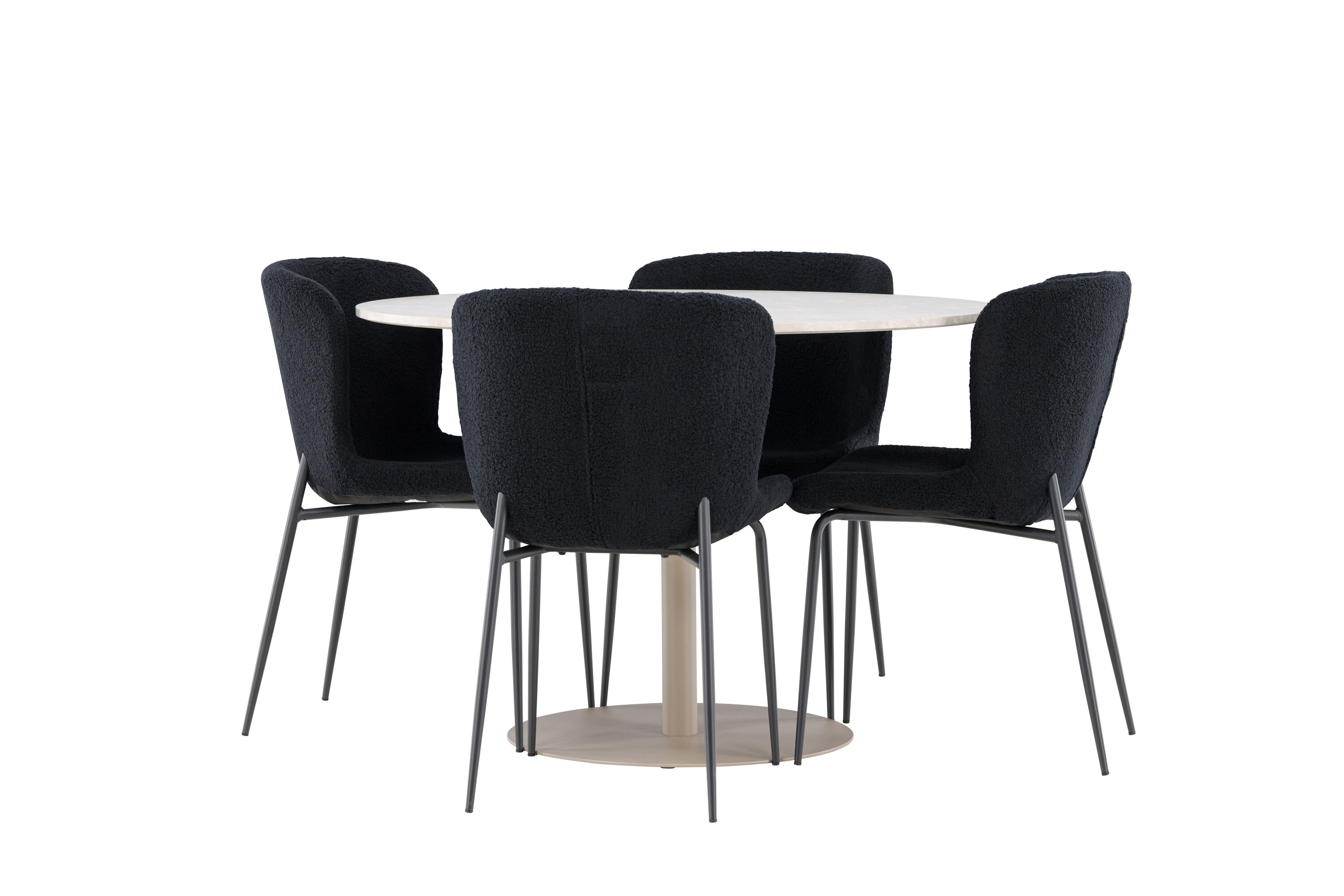 Lycke, Modesto ensemble repas rond beige, noir sur fond clair