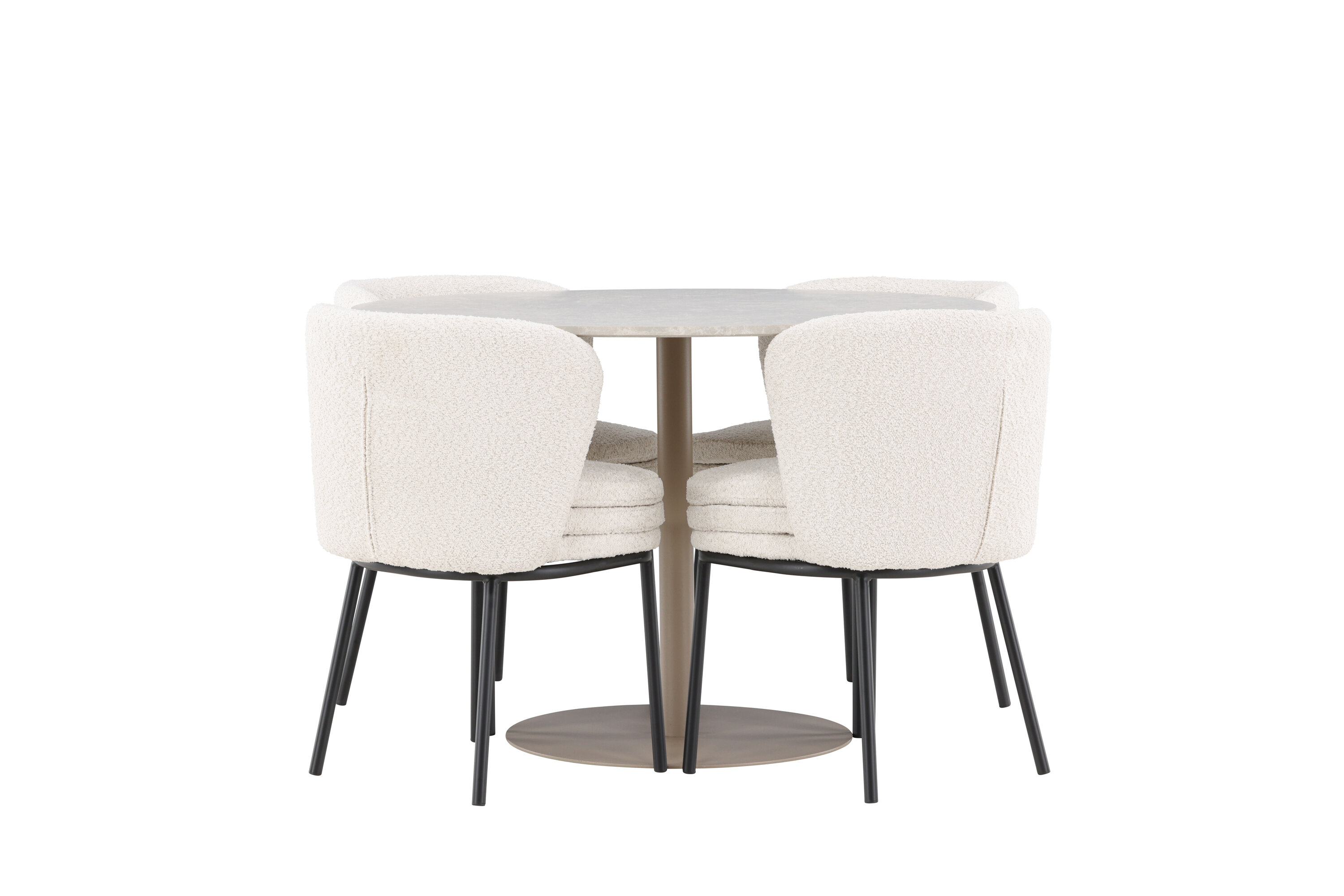 Lycke, Agnes ensemble repas rond beige, noir, blanc sur fond clair