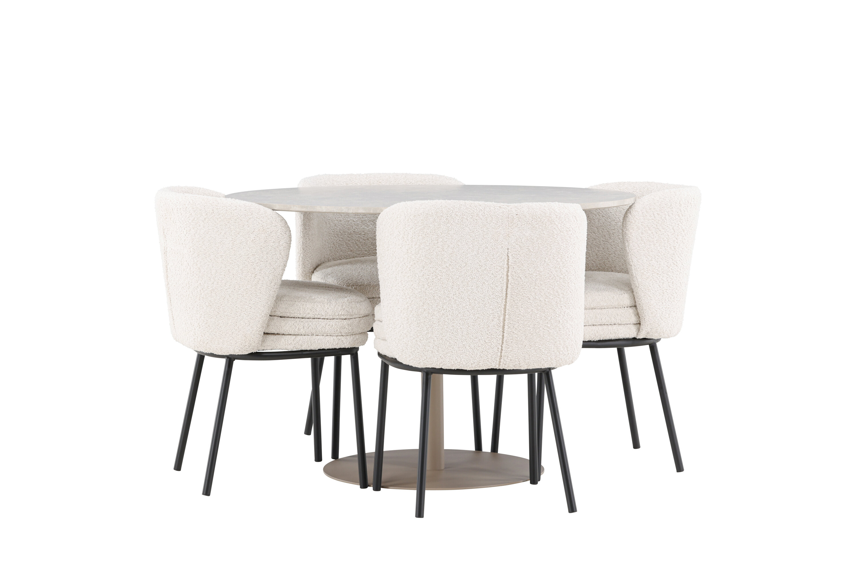 Lycke, Agnes ensemble repas rond beige, noir, blanc sur fond clair
