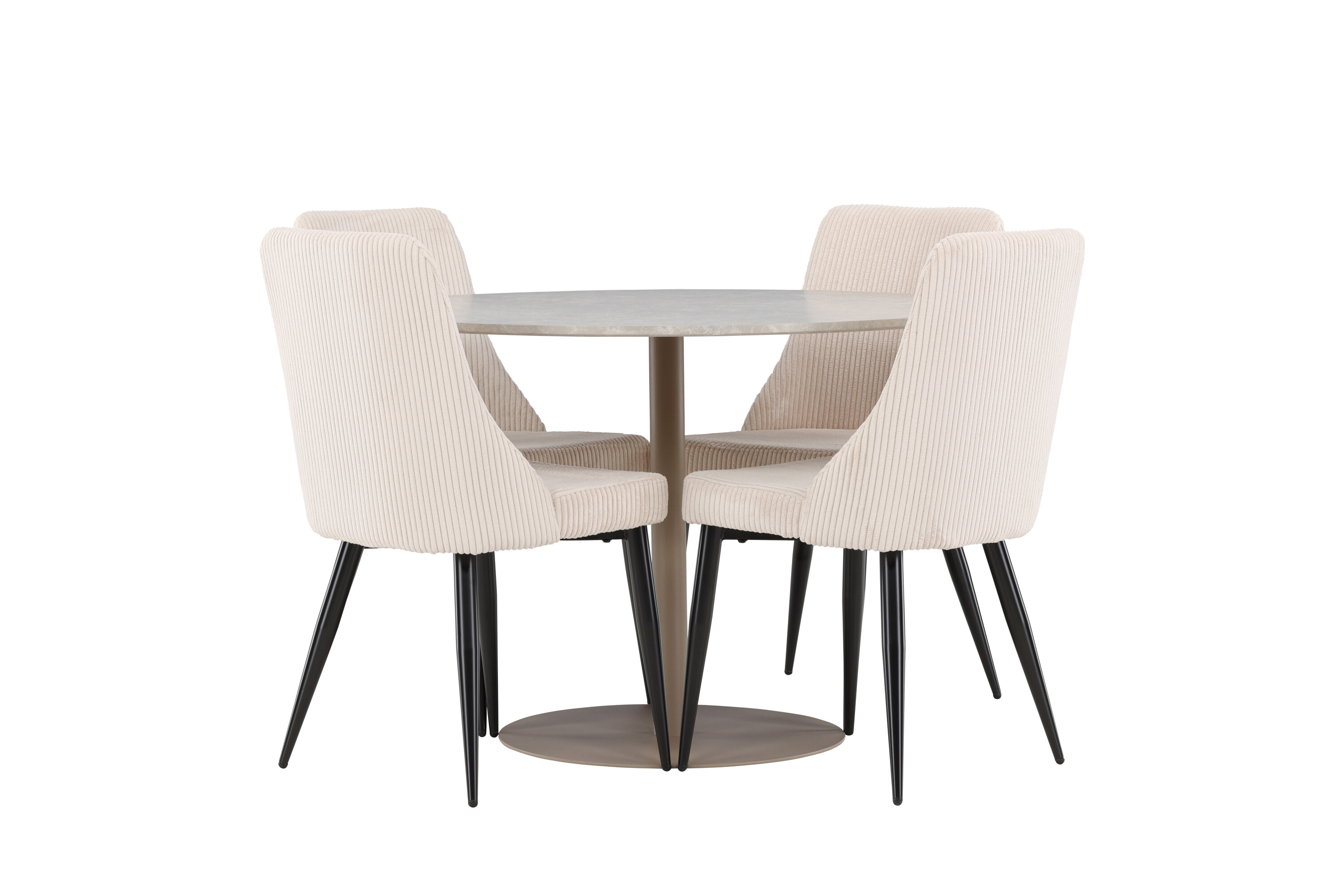 Lycke, Leone ensemble repas rond beige, noir sur fond clair