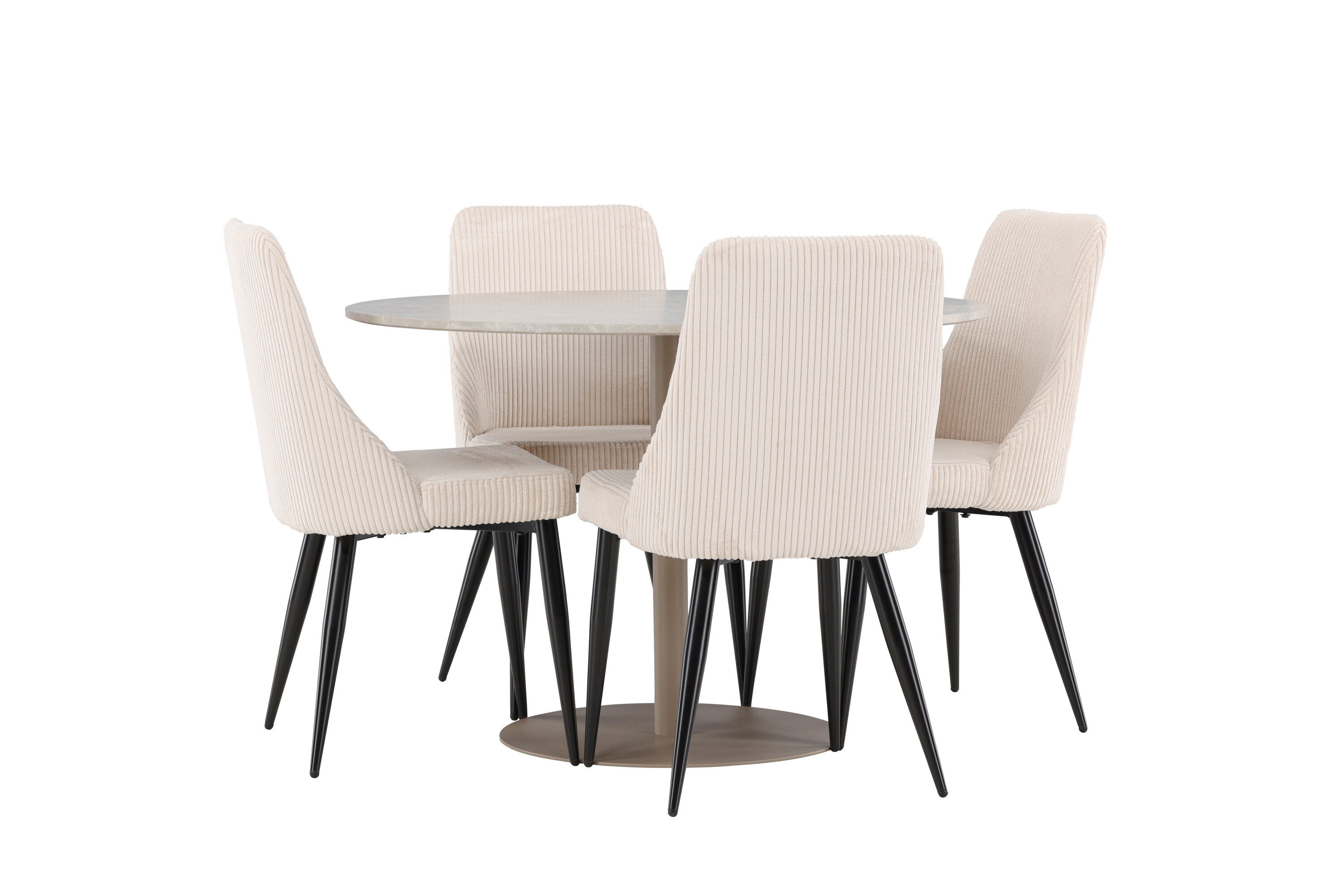 Lycke, Leone ensemble repas rond beige, noir sur fond clair