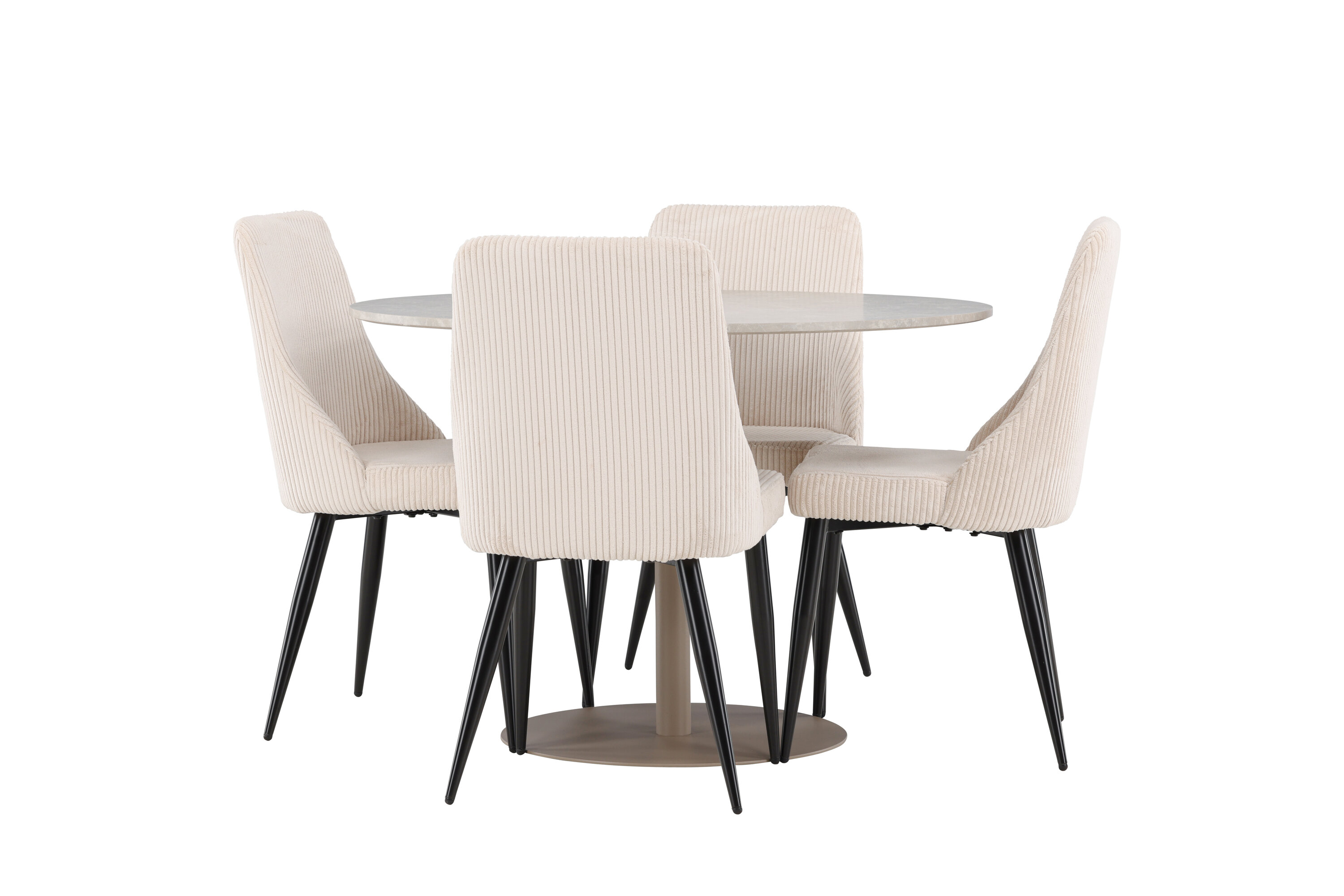 Lycke, Leone ensemble repas rond beige, noir sur fond clair