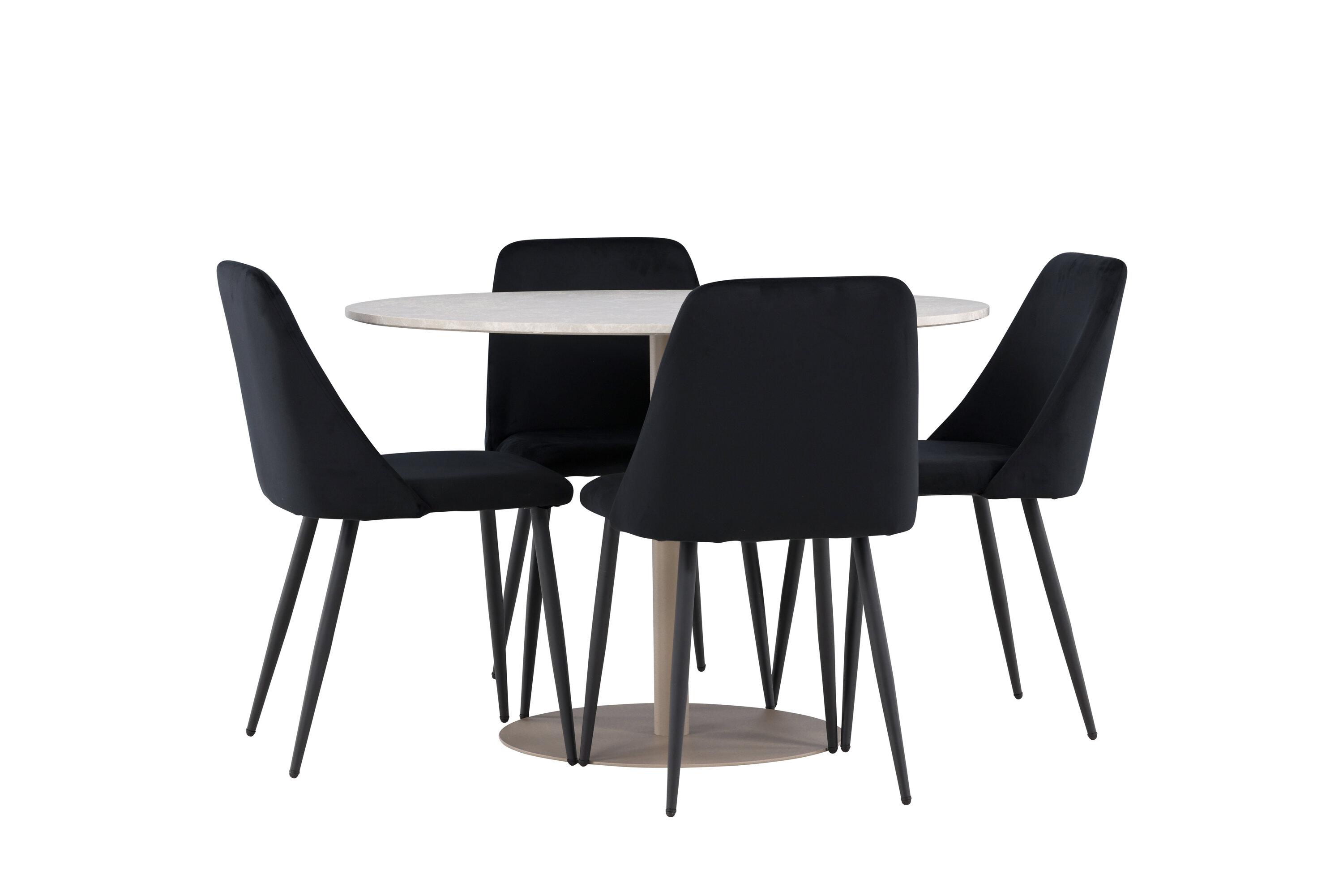 Lycke, Night ensemble repas rond beige, noir sur fond clair