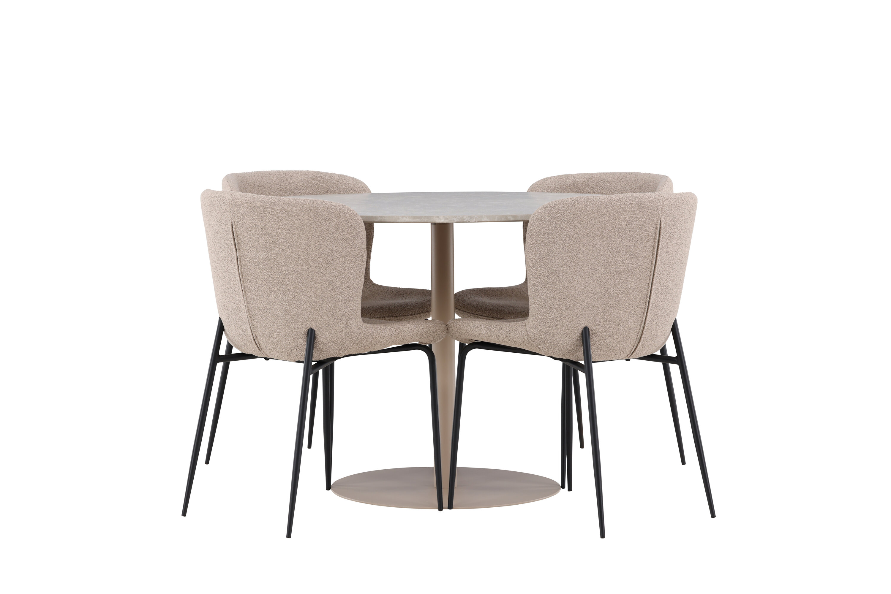 Lycke, Modesto ensemble repas rond beige, noir sur fond clair