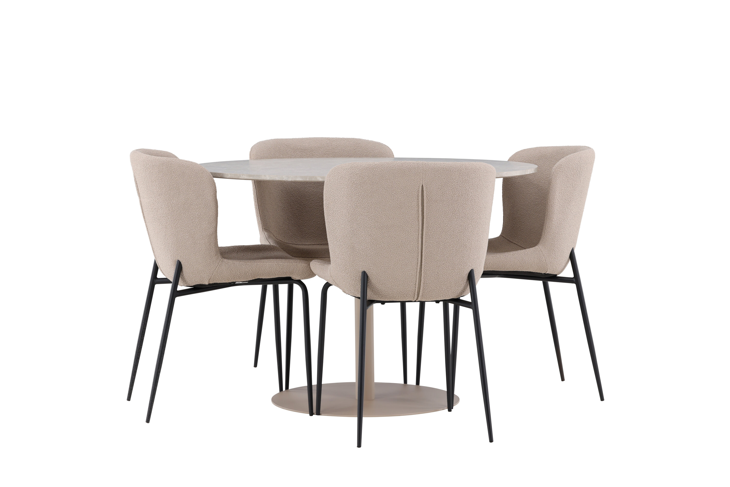 Lycke, Modesto ensemble repas rond beige, noir sur fond clair