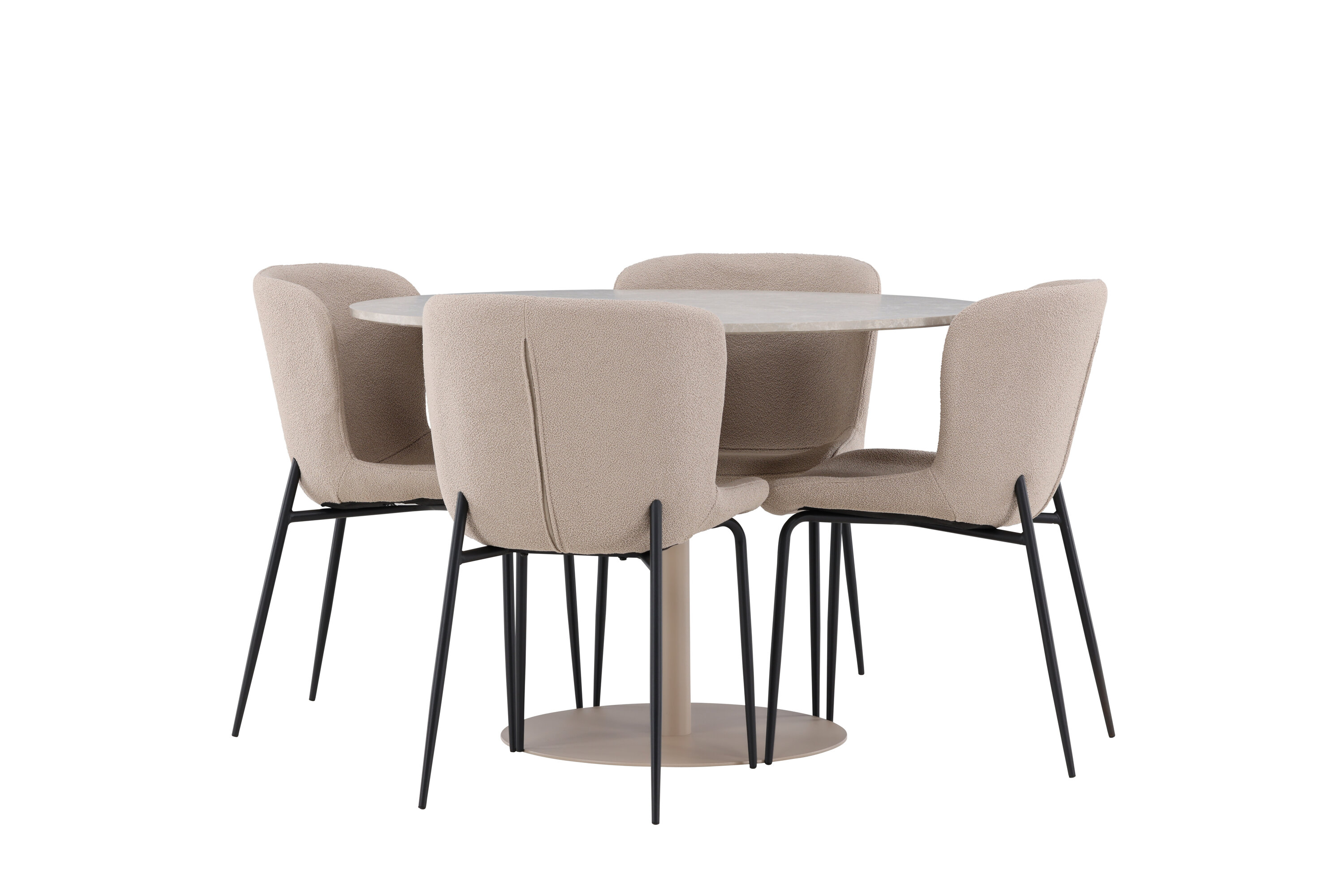 Lycke, Modesto ensemble repas rond beige, noir sur fond clair