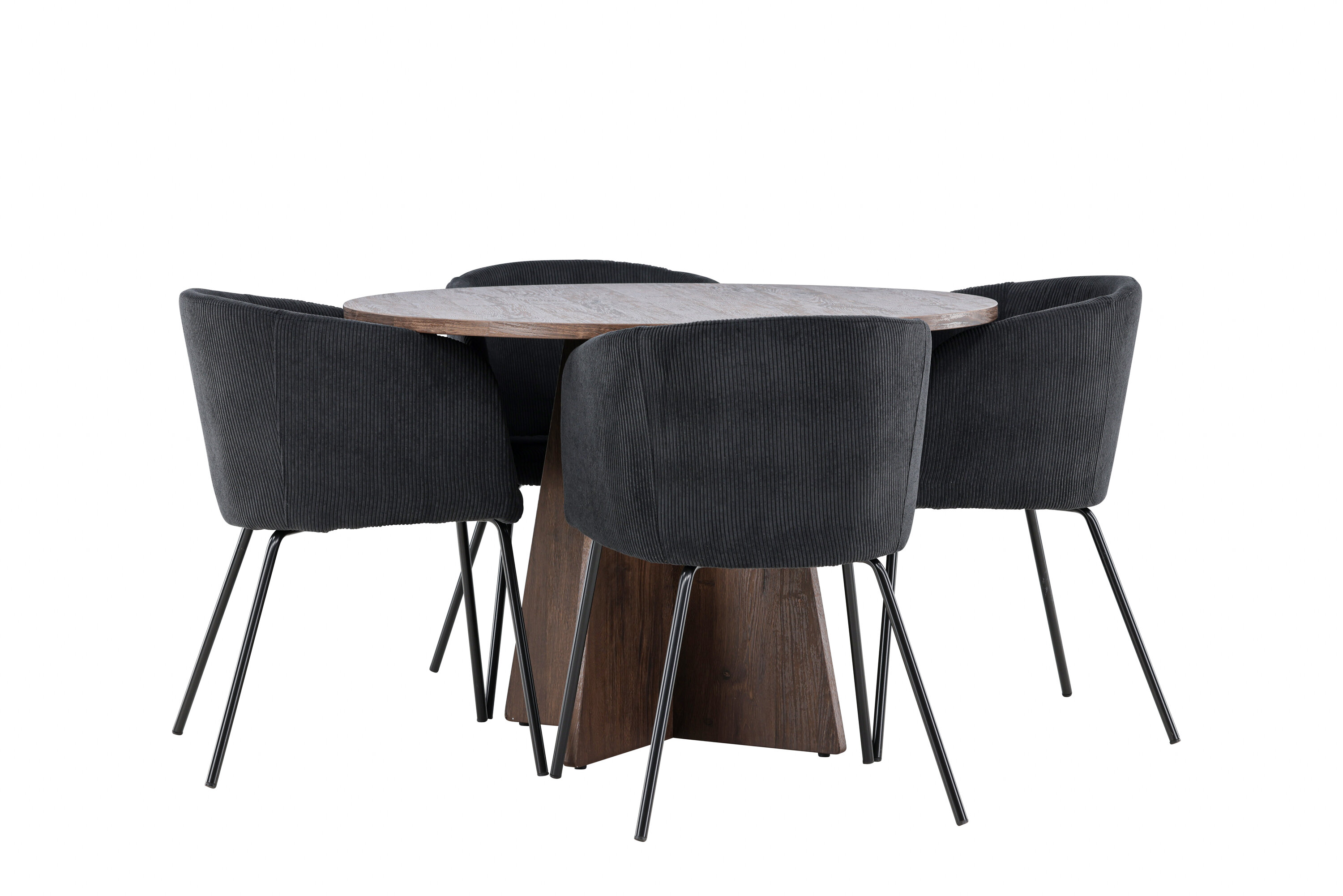Bootcut, Berit ensemble repas rond moka, noir sur fond clair