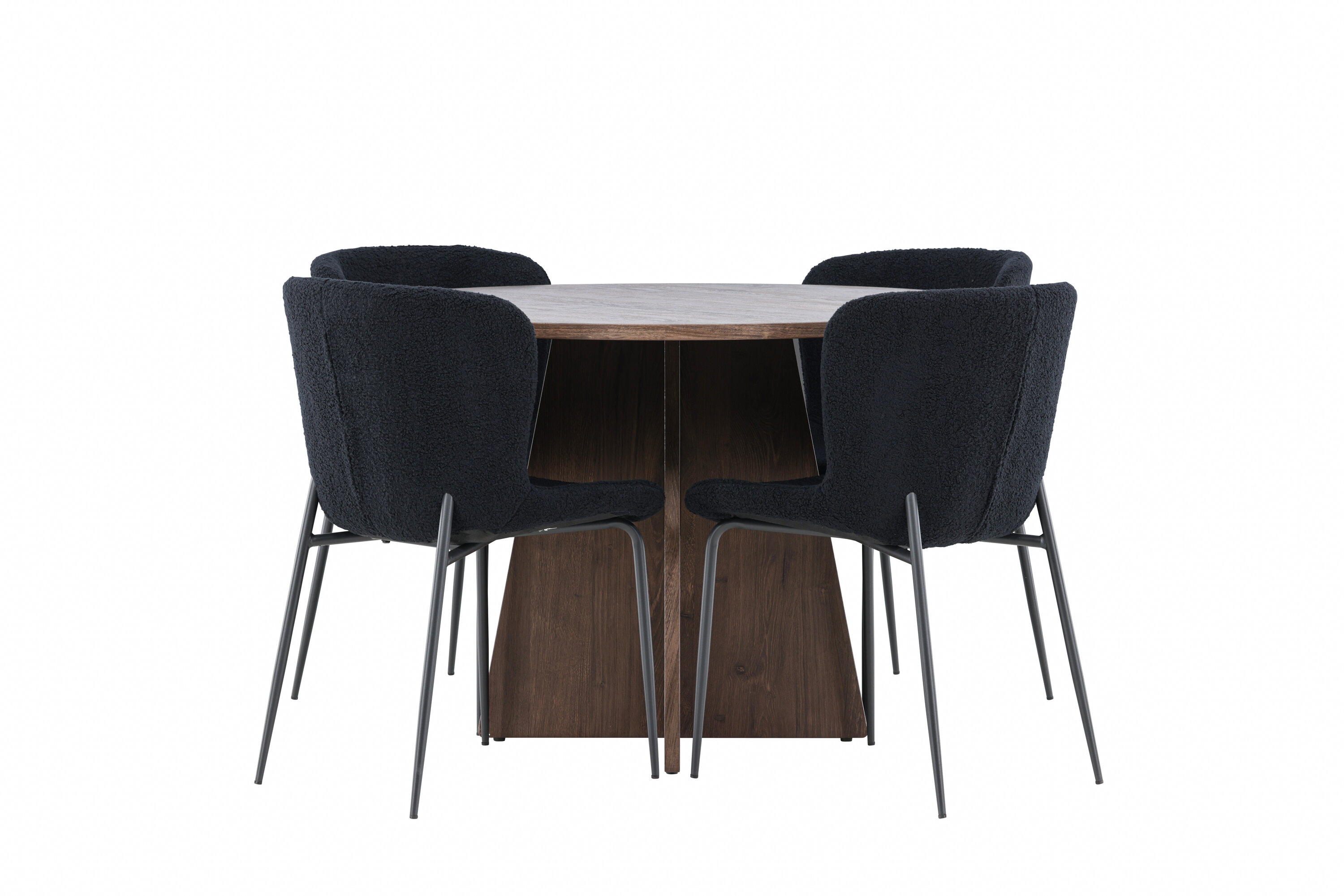 Bootcut, Modesto ensemble repas rond moka, noir sur fond clair