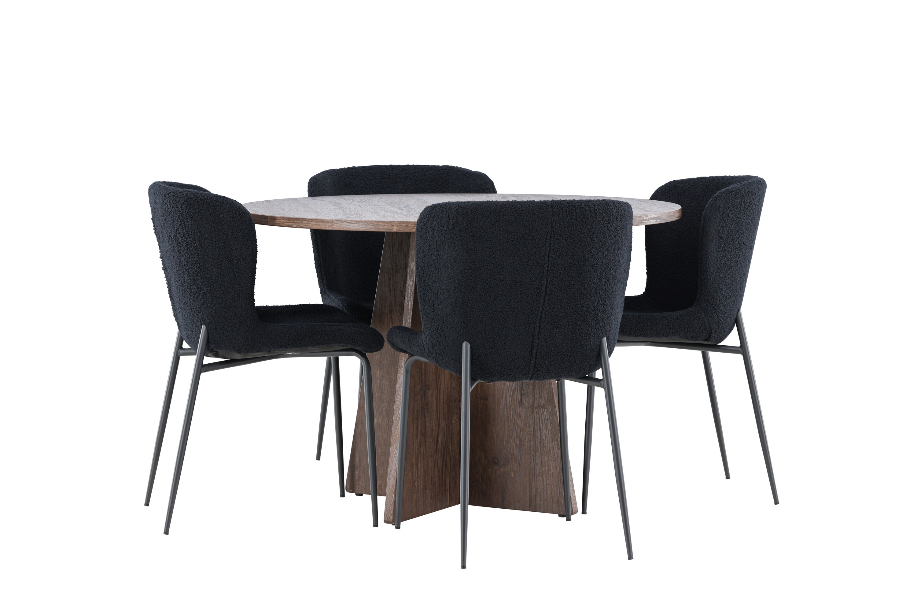 Bootcut, Modesto ensemble repas rond moka, noir sur fond clair