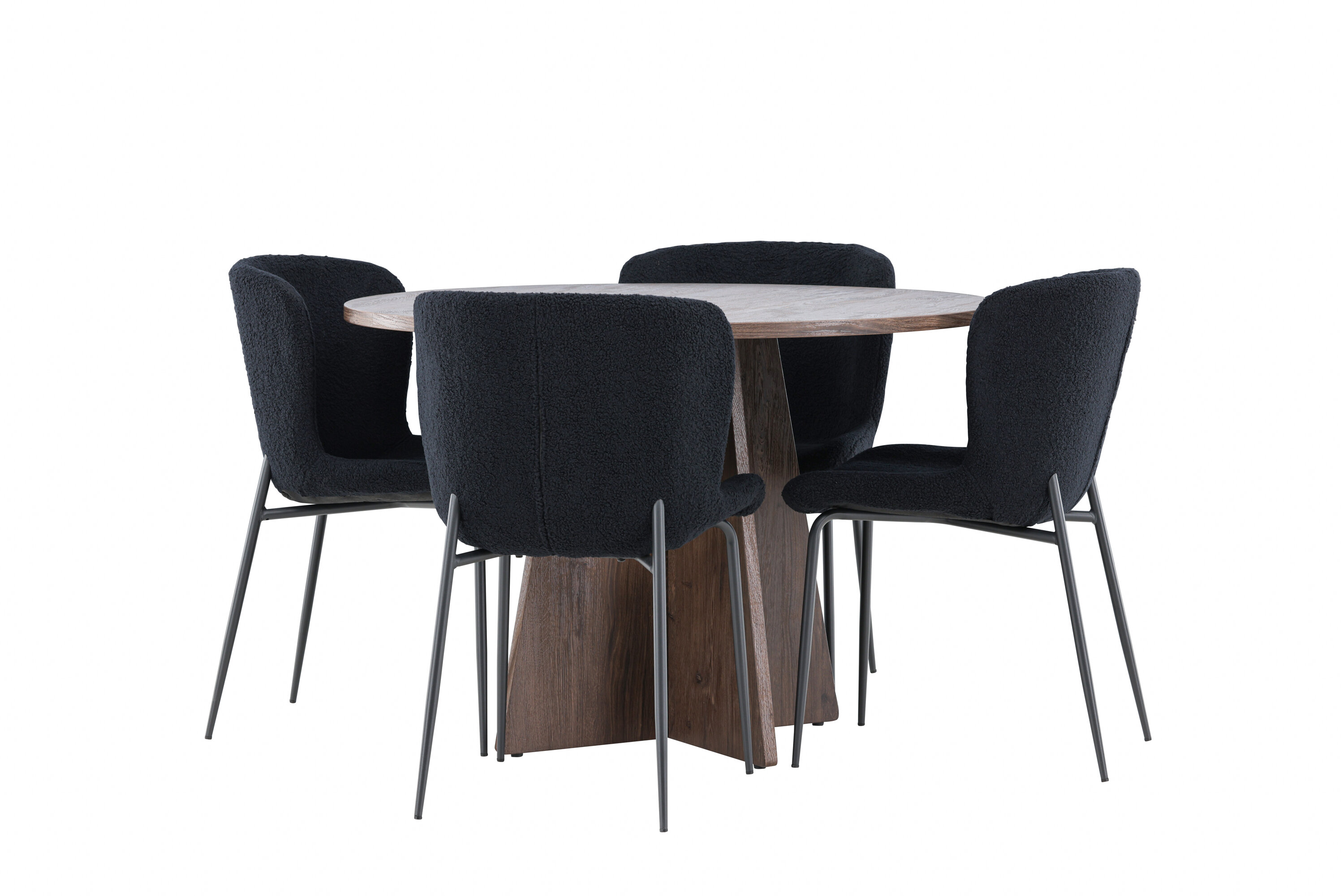Bootcut, Modesto ensemble repas rond moka, noir sur fond clair