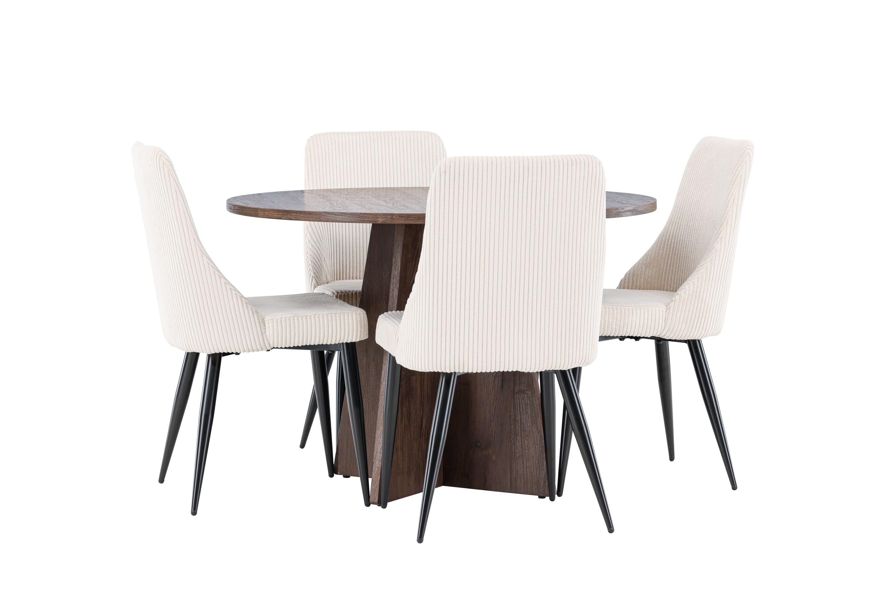 Bootcut, Leone ensemble repas rond moka, beige, noir sur fond clair