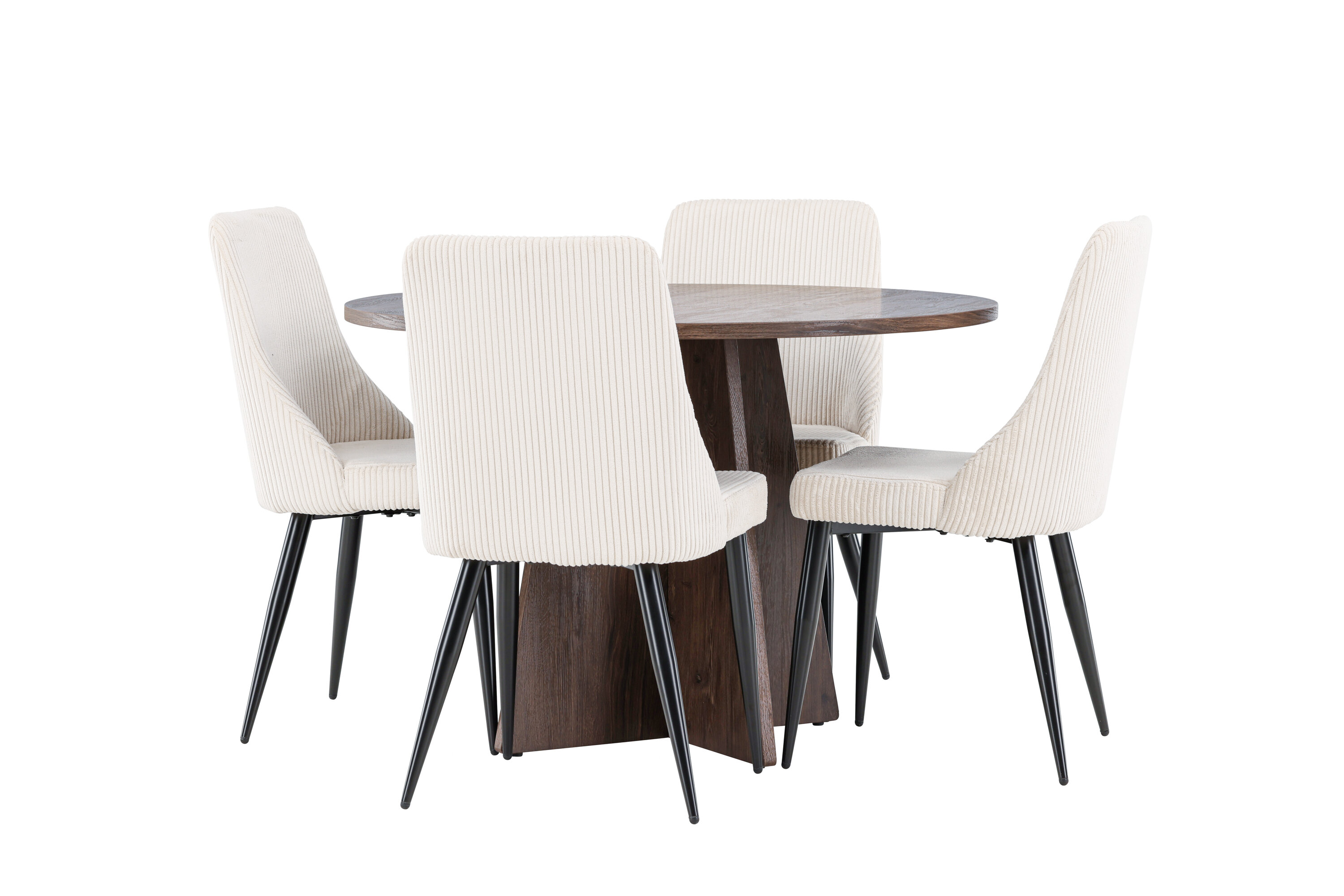 Bootcut, Leone ensemble repas rond moka, beige, noir sur fond clair