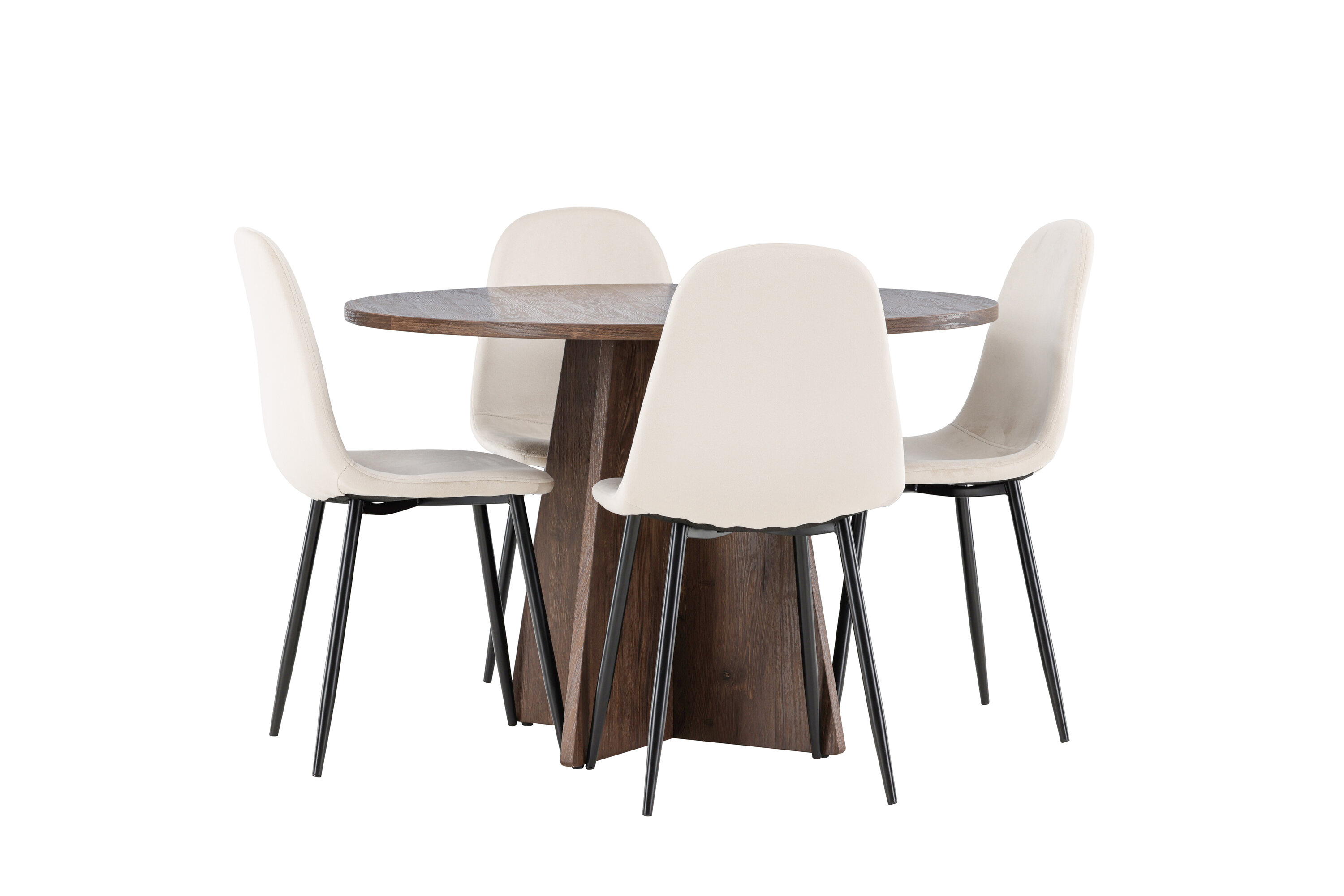 Bootcut, Polar ensemble repas rond moka, beige, noir sur fond clair