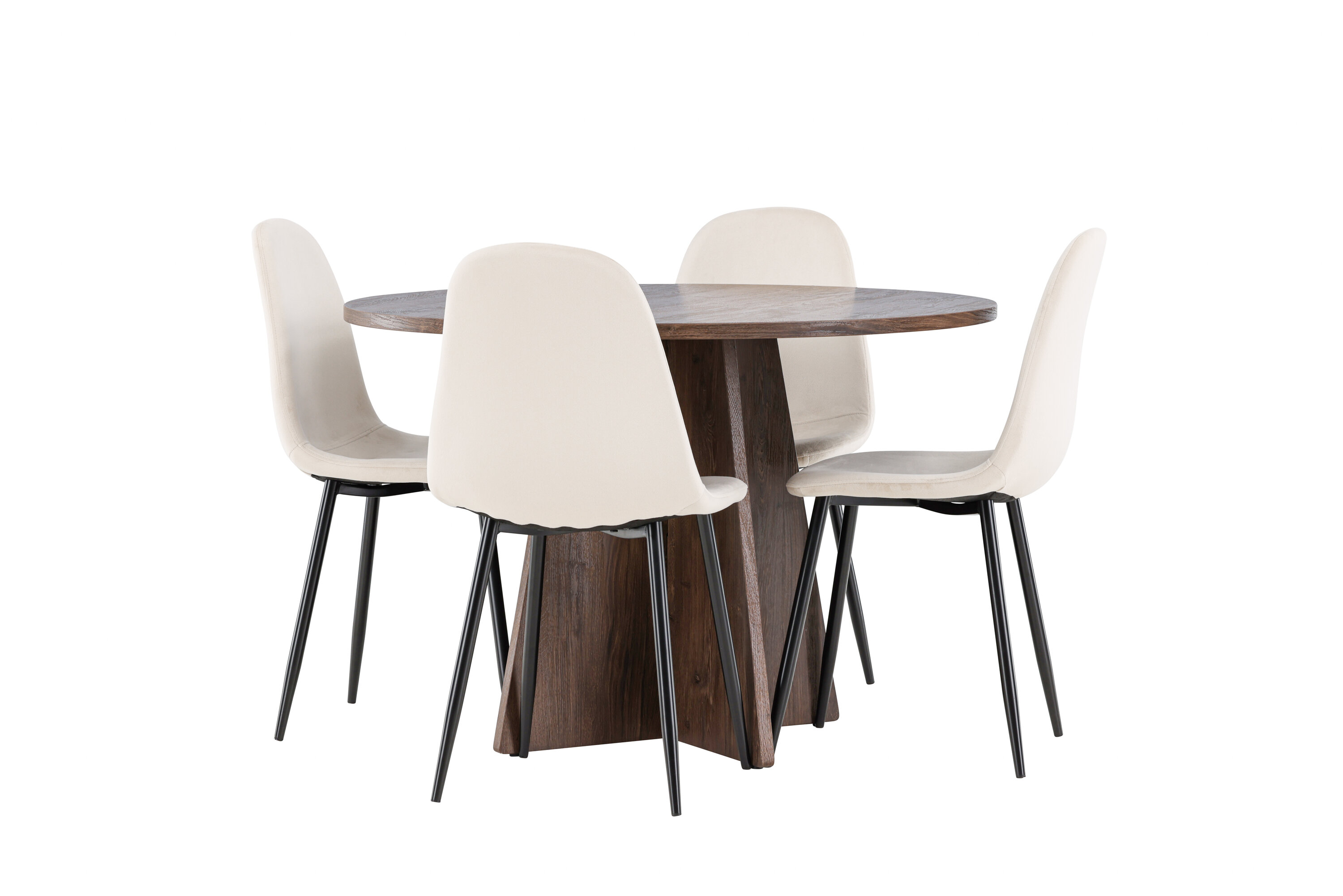 Bootcut, Polar ensemble repas rond moka, beige, noir sur fond clair