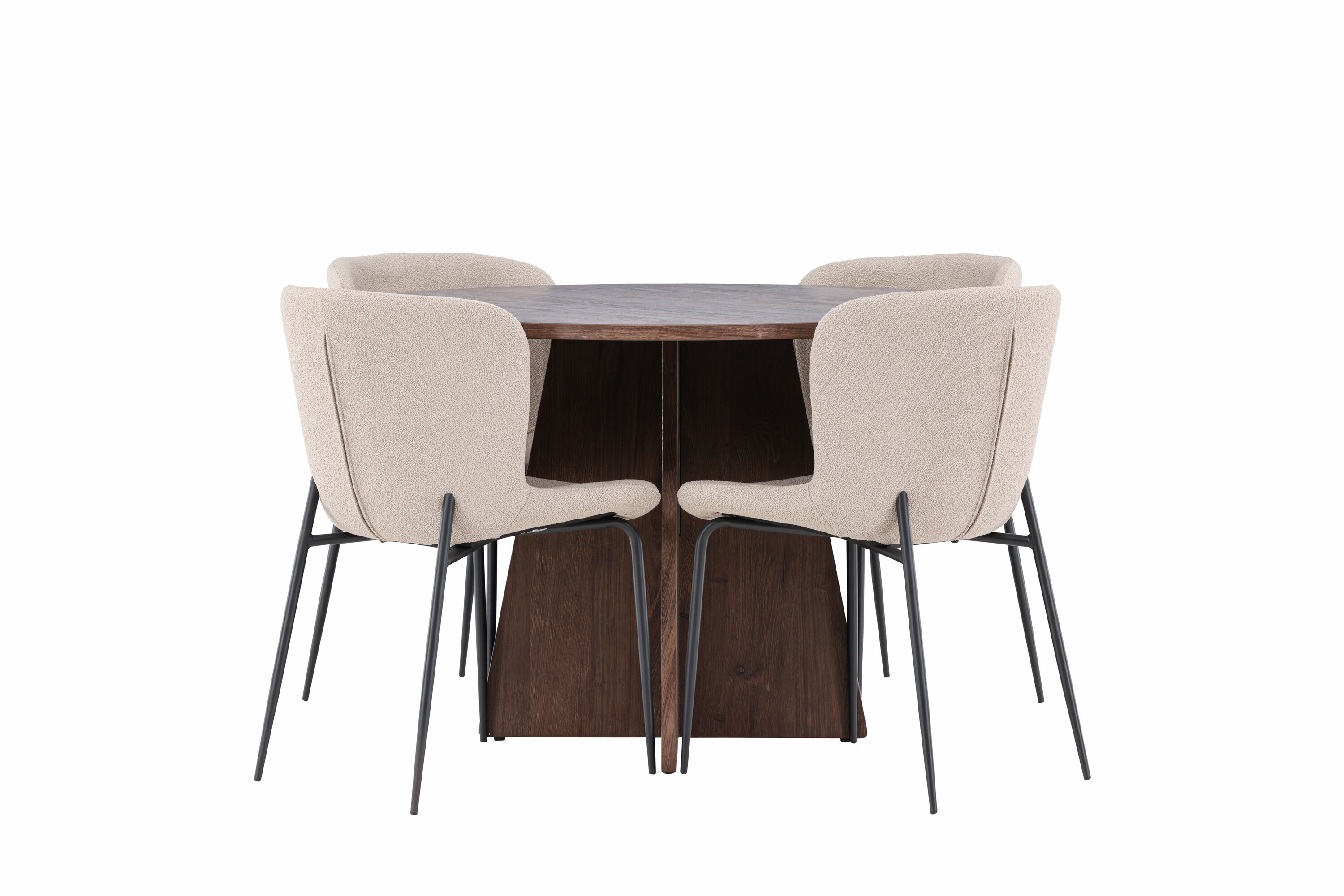 Bootcut, Modesto ensemble repas rond moka, beige, noir sur fond clair