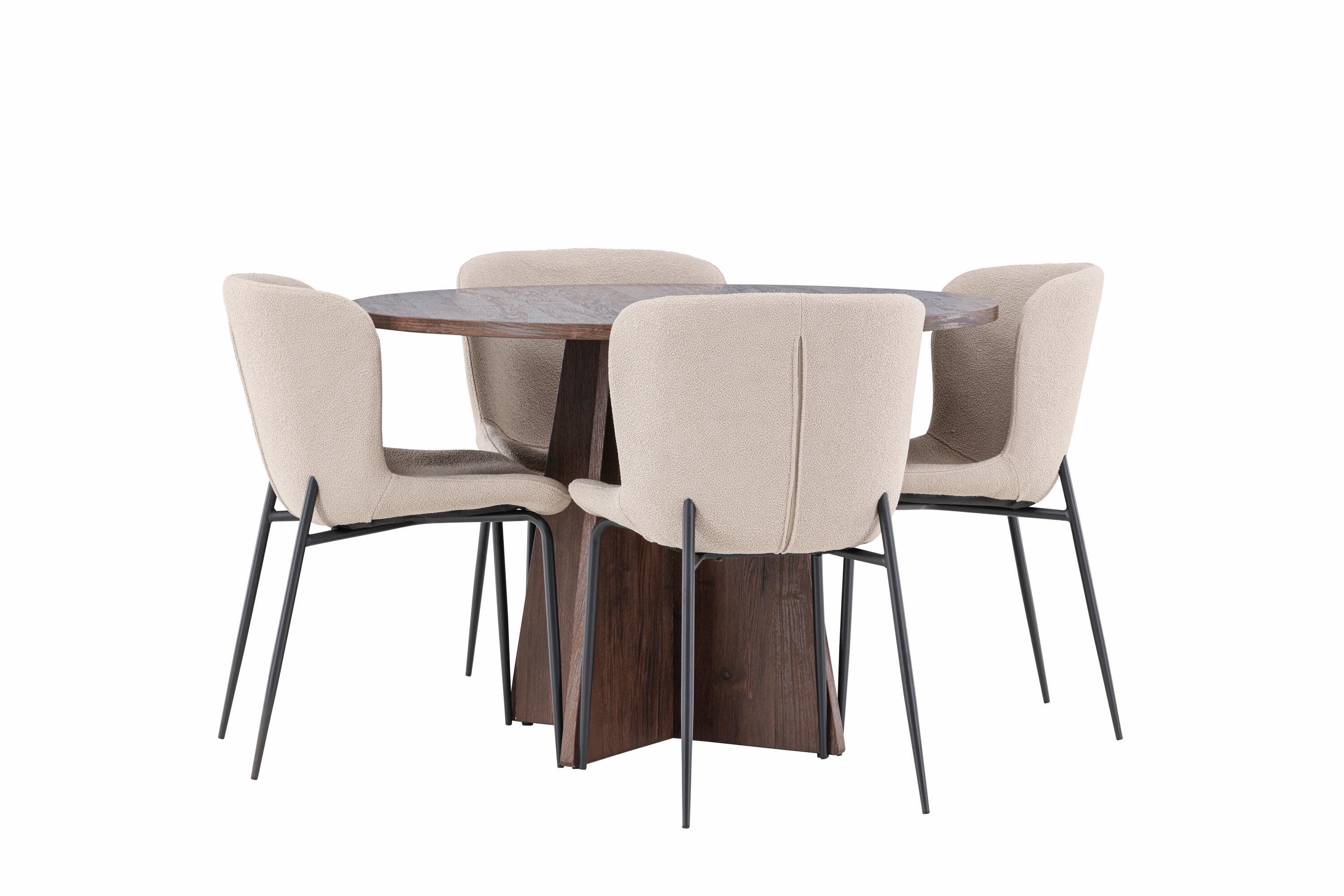 Bootcut, Modesto ensemble repas rond moka, beige, noir sur fond clair