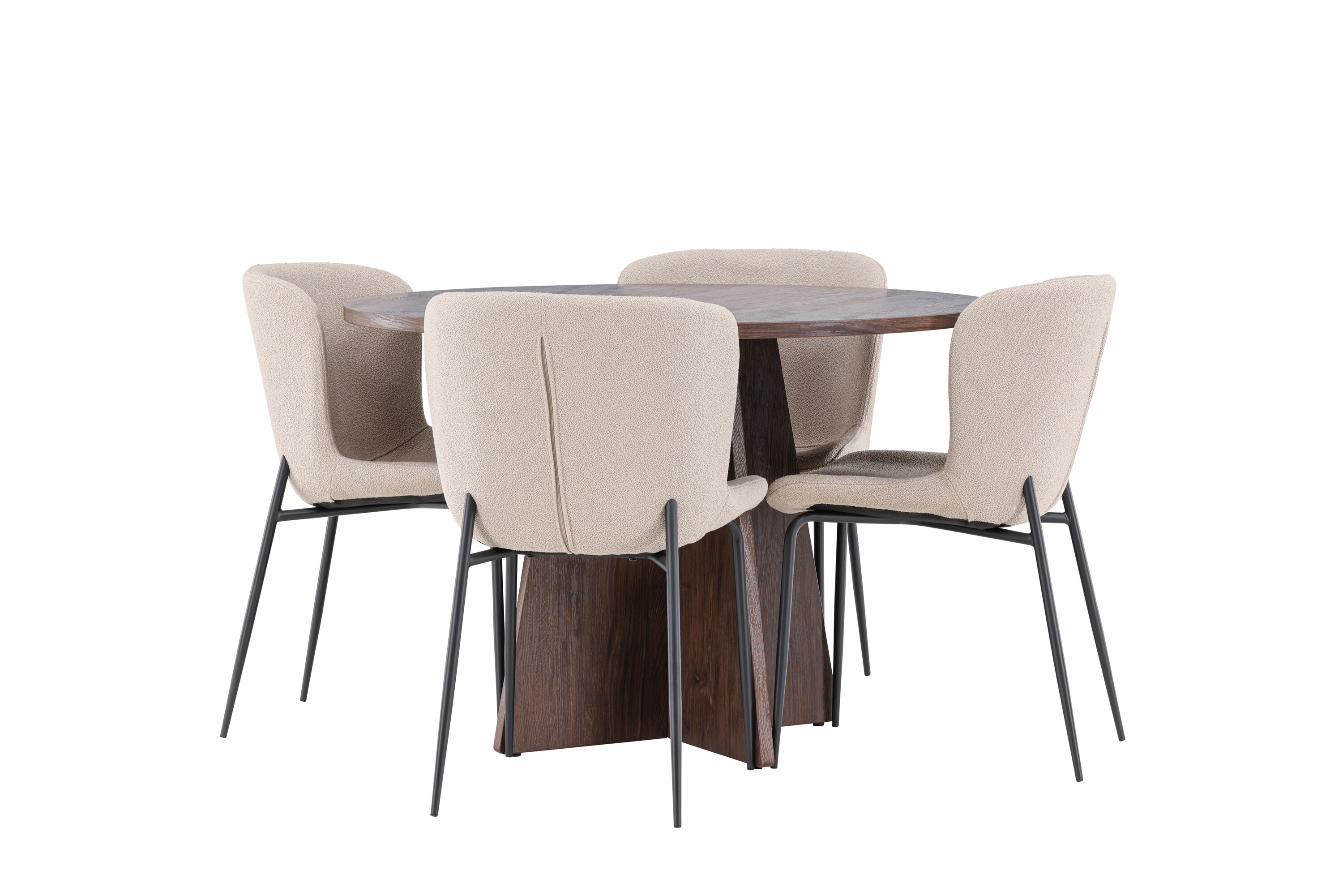 Bootcut, Modesto ensemble repas rond moka, beige, noir sur fond clair