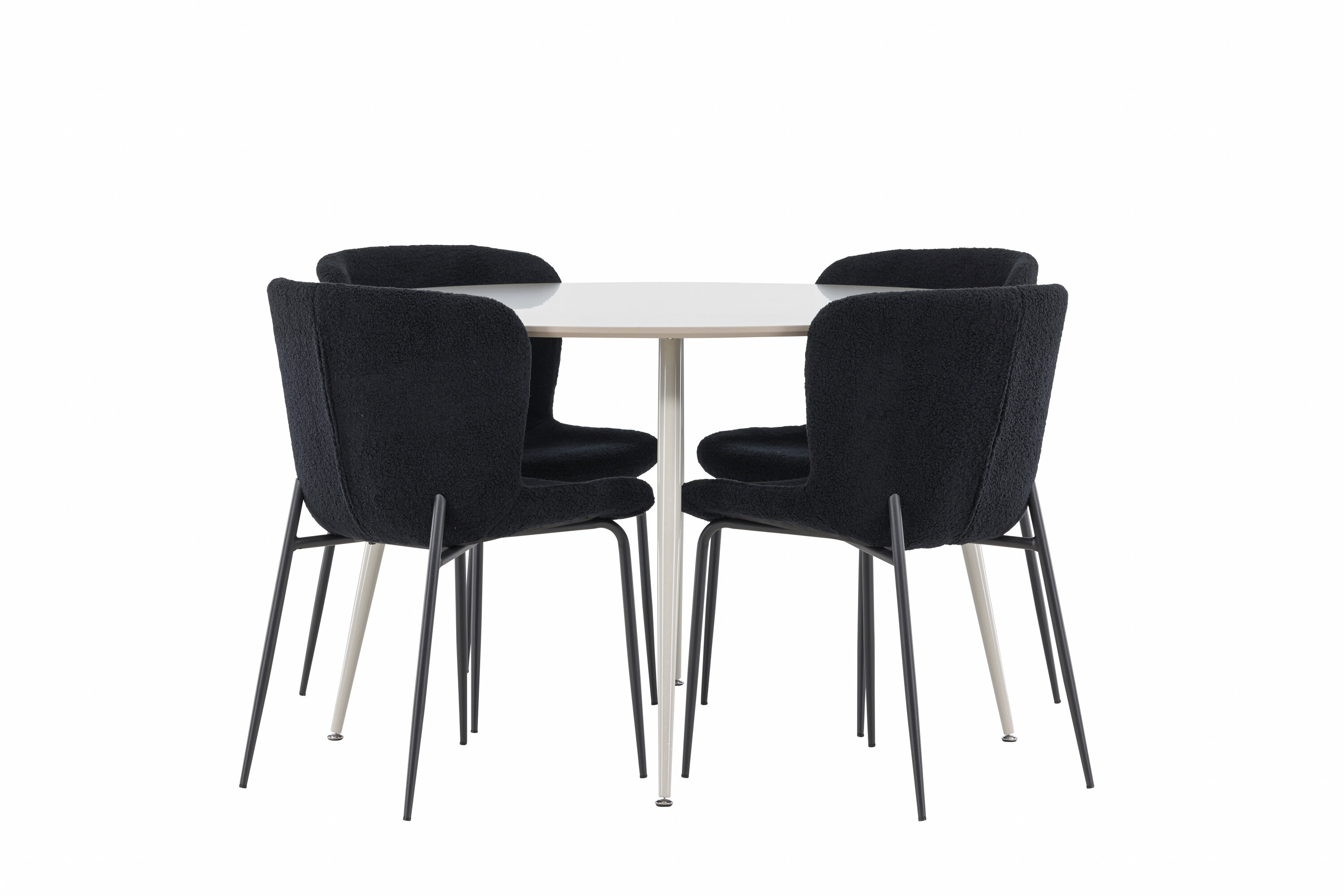Plaza, Modesto ensemble repas rond beige, noir sur fond clair
