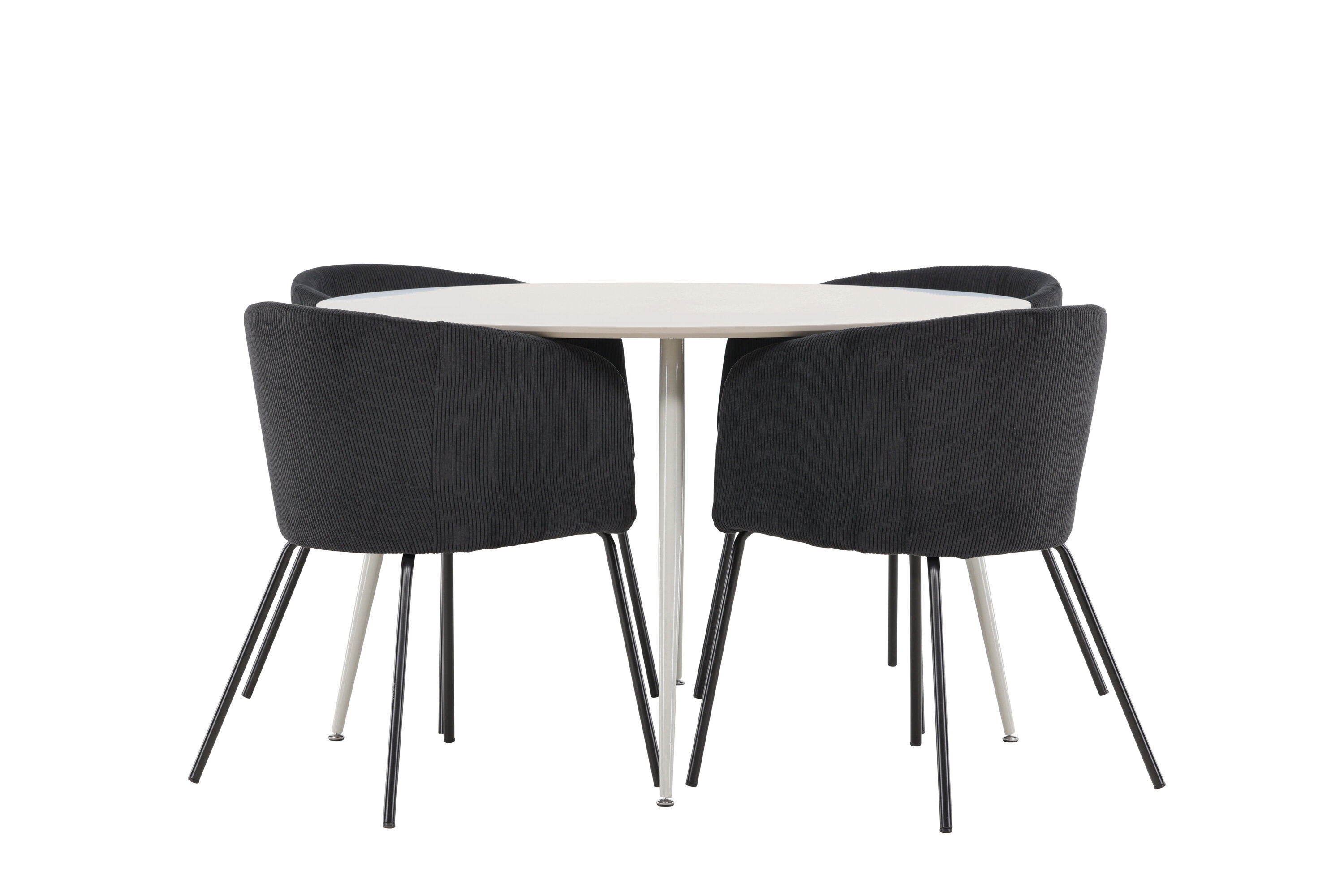 Plaza, Berit ensemble repas rond beige, noir sur fond clair