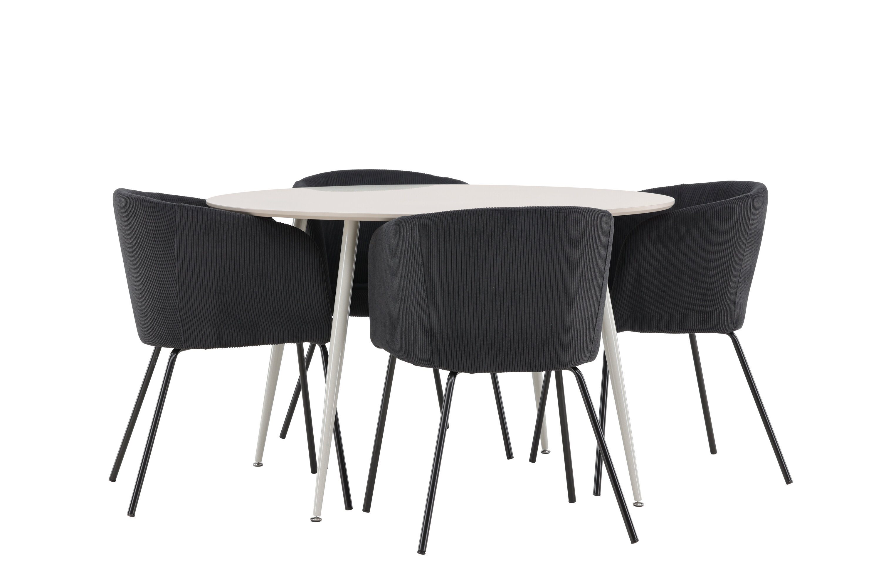 Plaza, Berit ensemble repas rond beige, noir sur fond clair