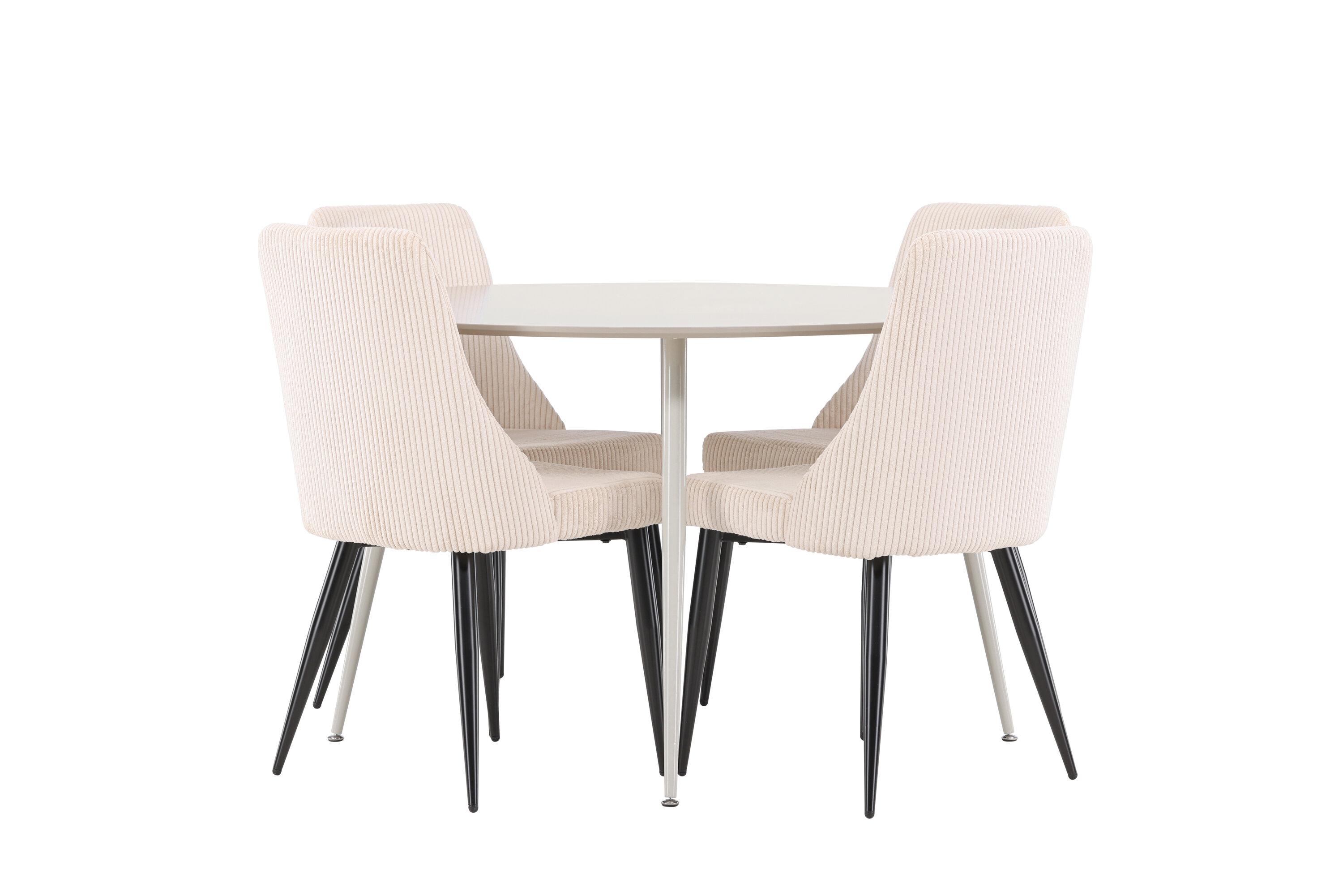 Plaza, Leone ensemble repas rond beige, noir sur fond clair