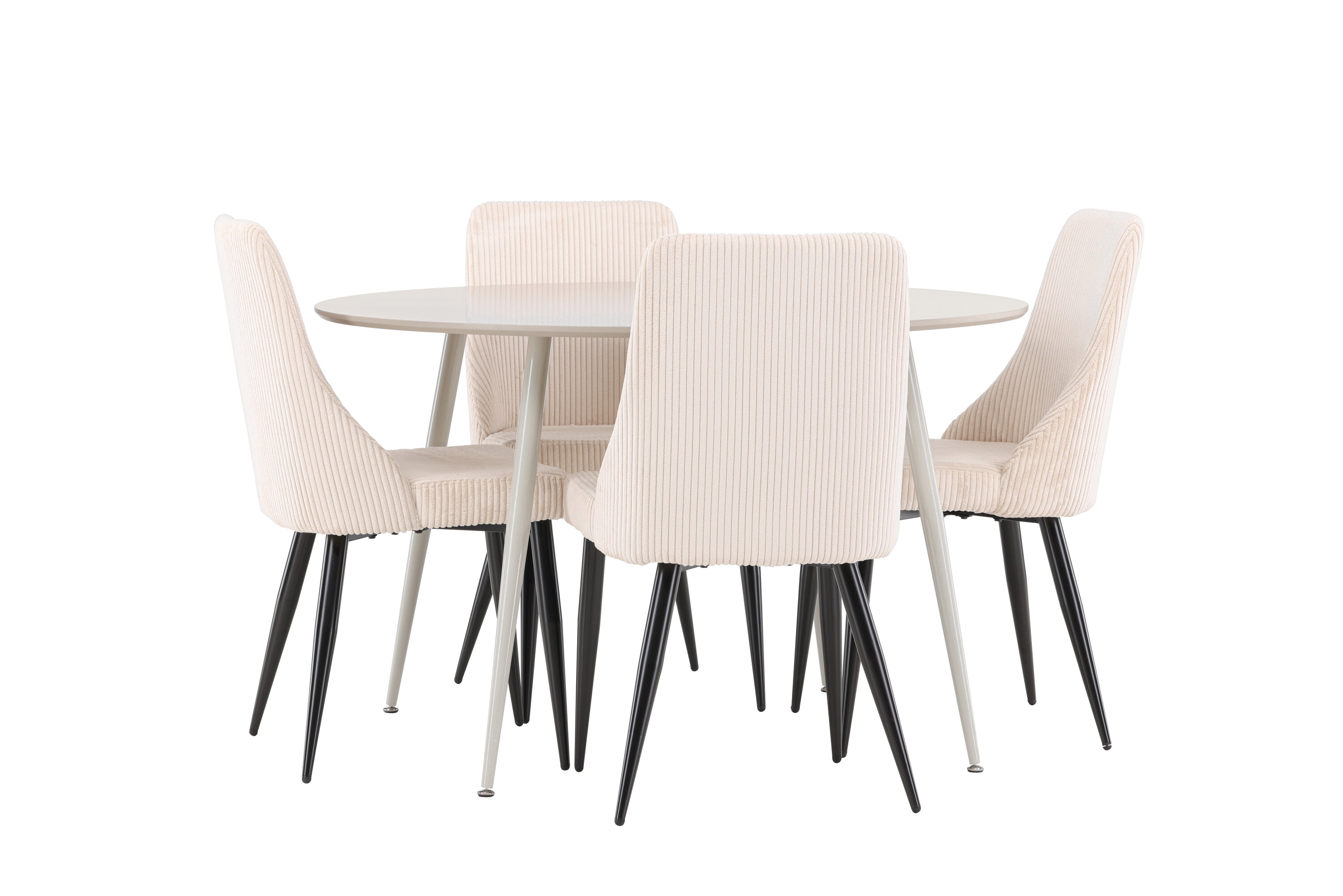 Plaza, Leone ensemble repas rond beige, noir sur fond clair