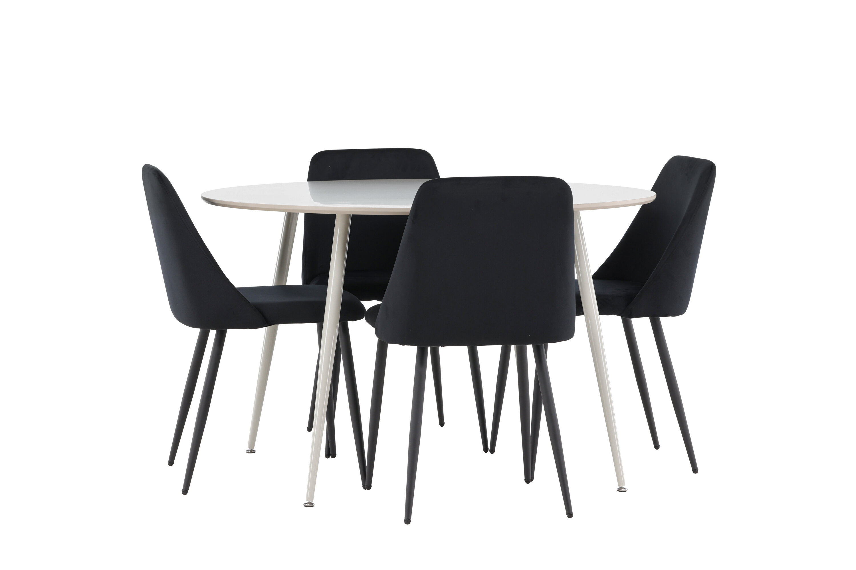 Plaza, Night ensemble repas rond beige, noir sur fond clair