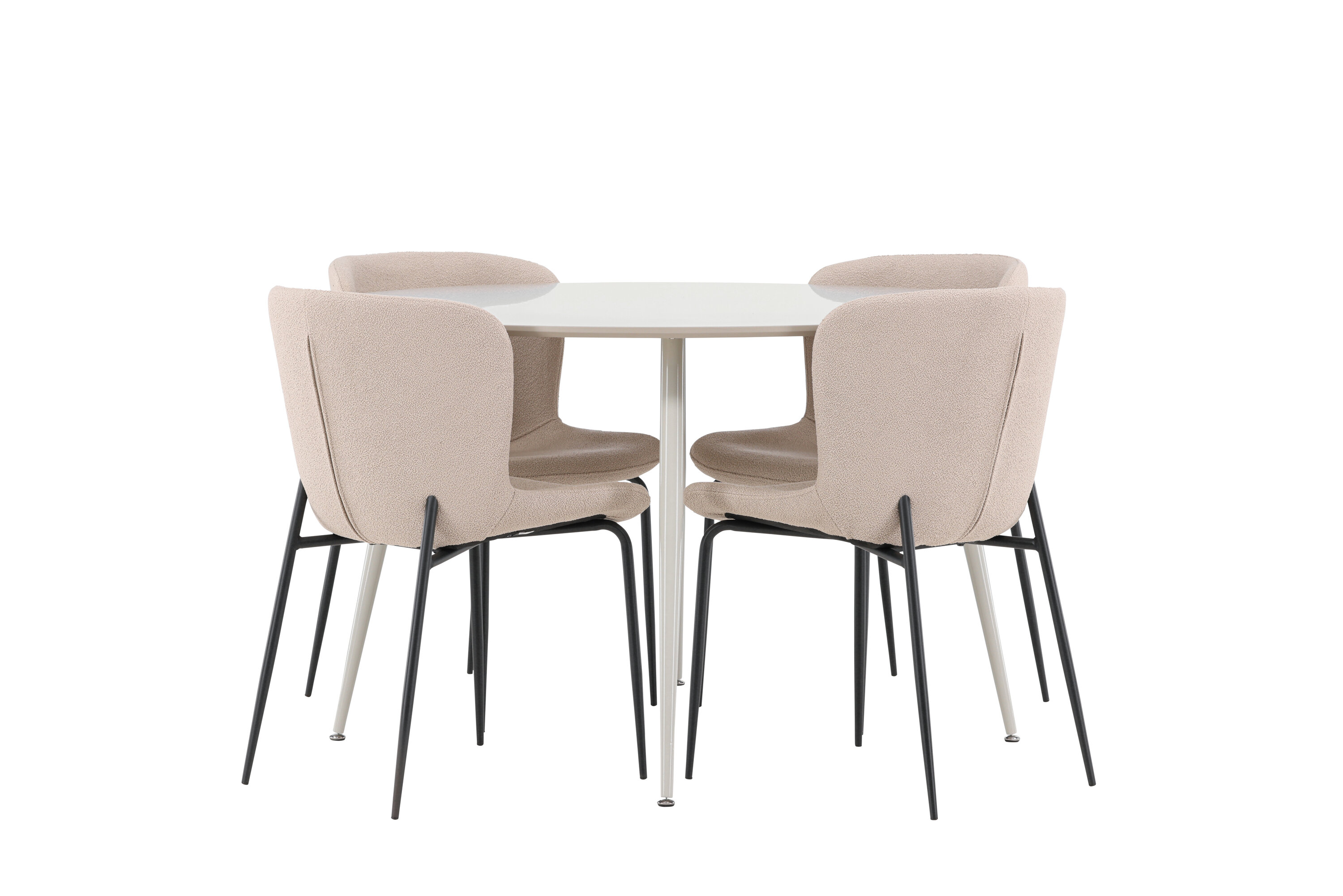Plaza, Modesto ensemble repas rond beige, noir sur fond clair