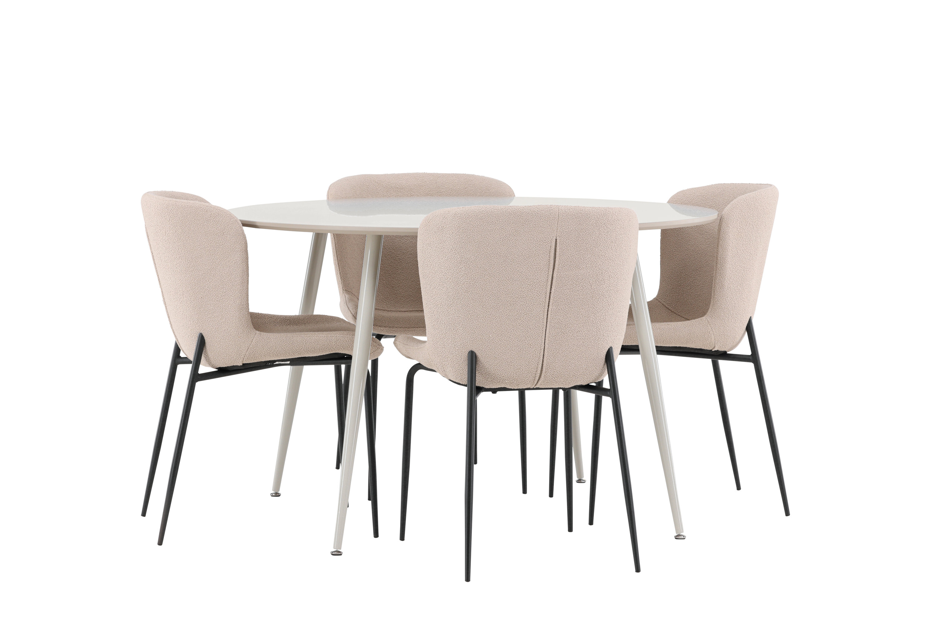 Plaza, Modesto ensemble repas rond beige, noir sur fond clair