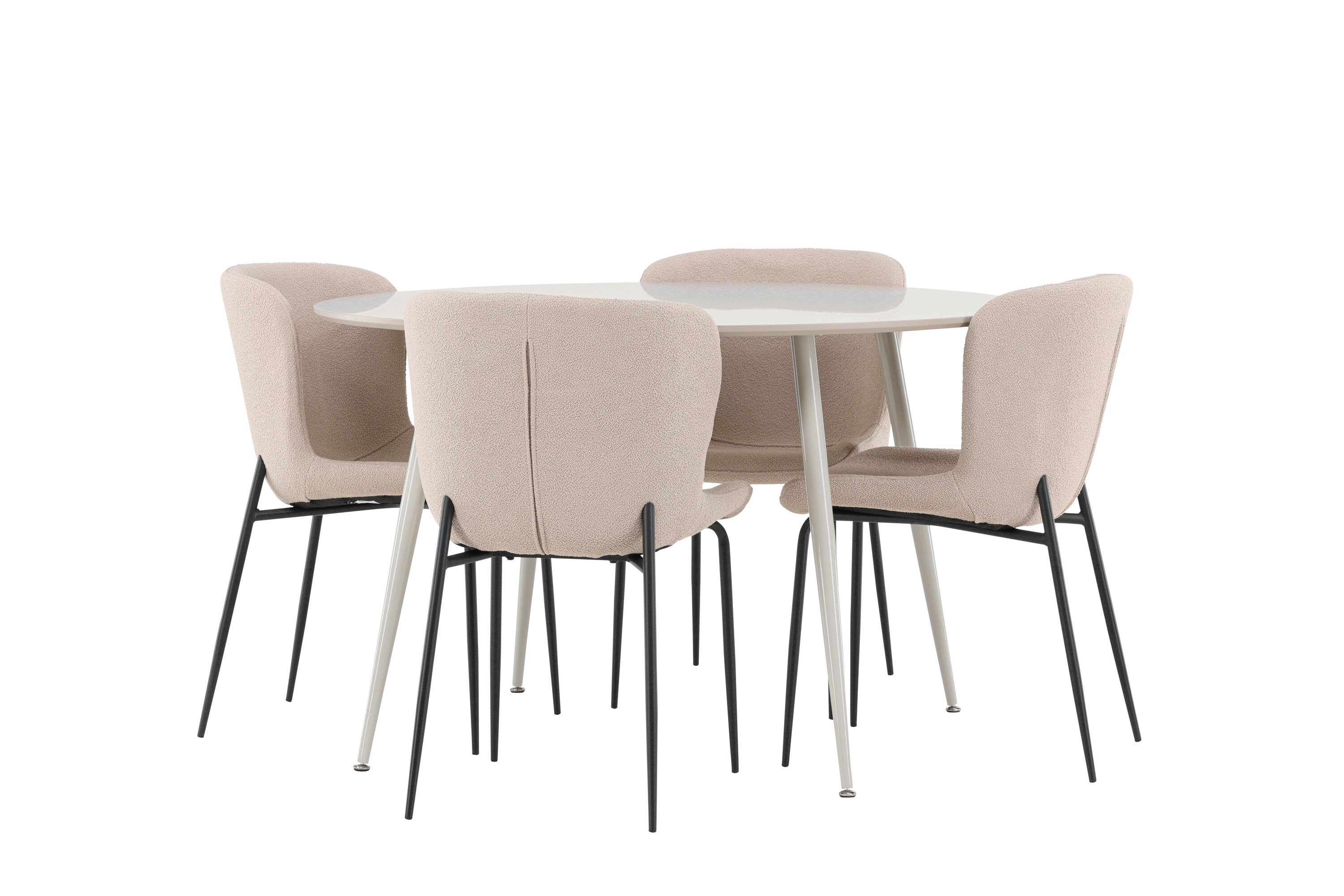 Plaza, Modesto ensemble repas rond beige, noir sur fond clair