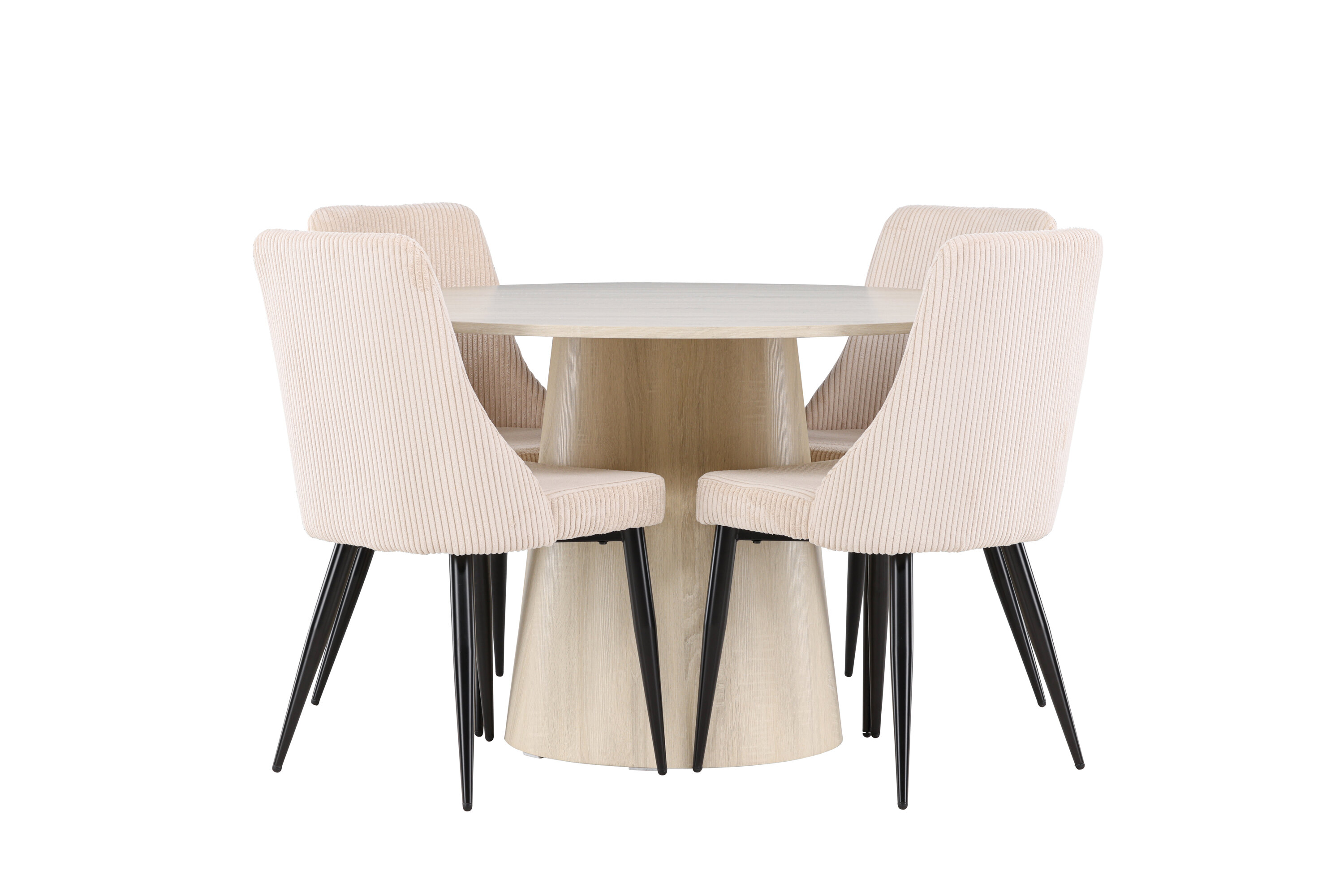 Lanzo, Leone ensemble repas rond blanchi, beige, noir sur fond clair