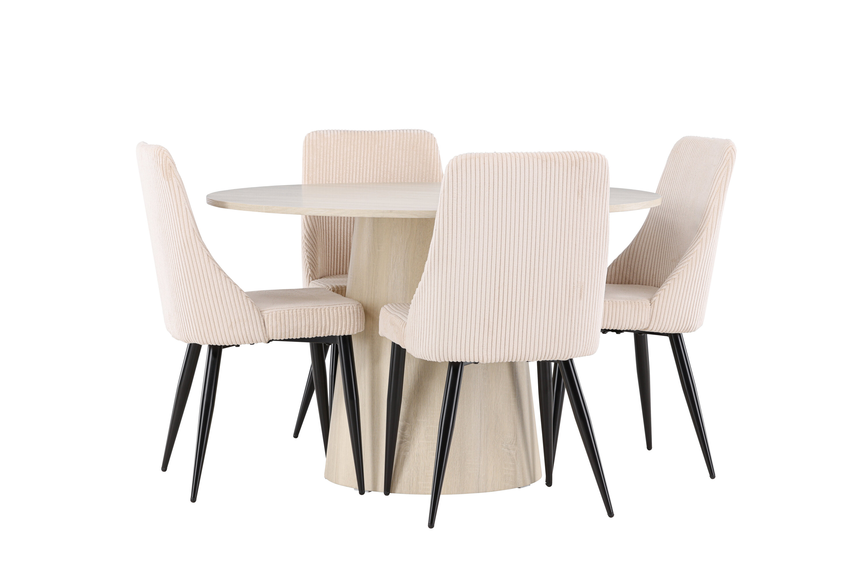 Lanzo, Leone ensemble repas rond blanchi, beige, noir sur fond clair