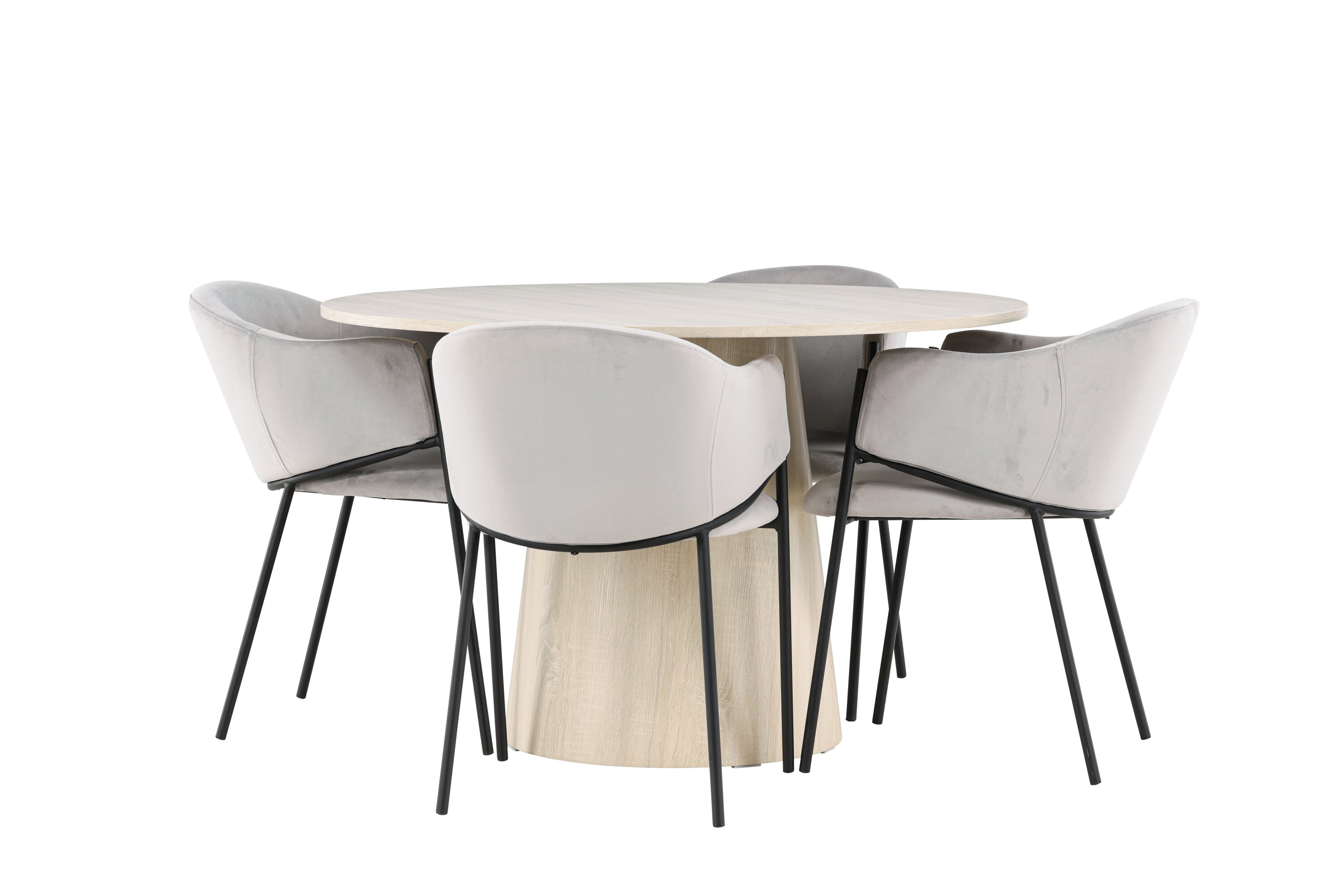 Lanzo, Evelina ensemble repas rond blanchi, noir, gris sur fond clair