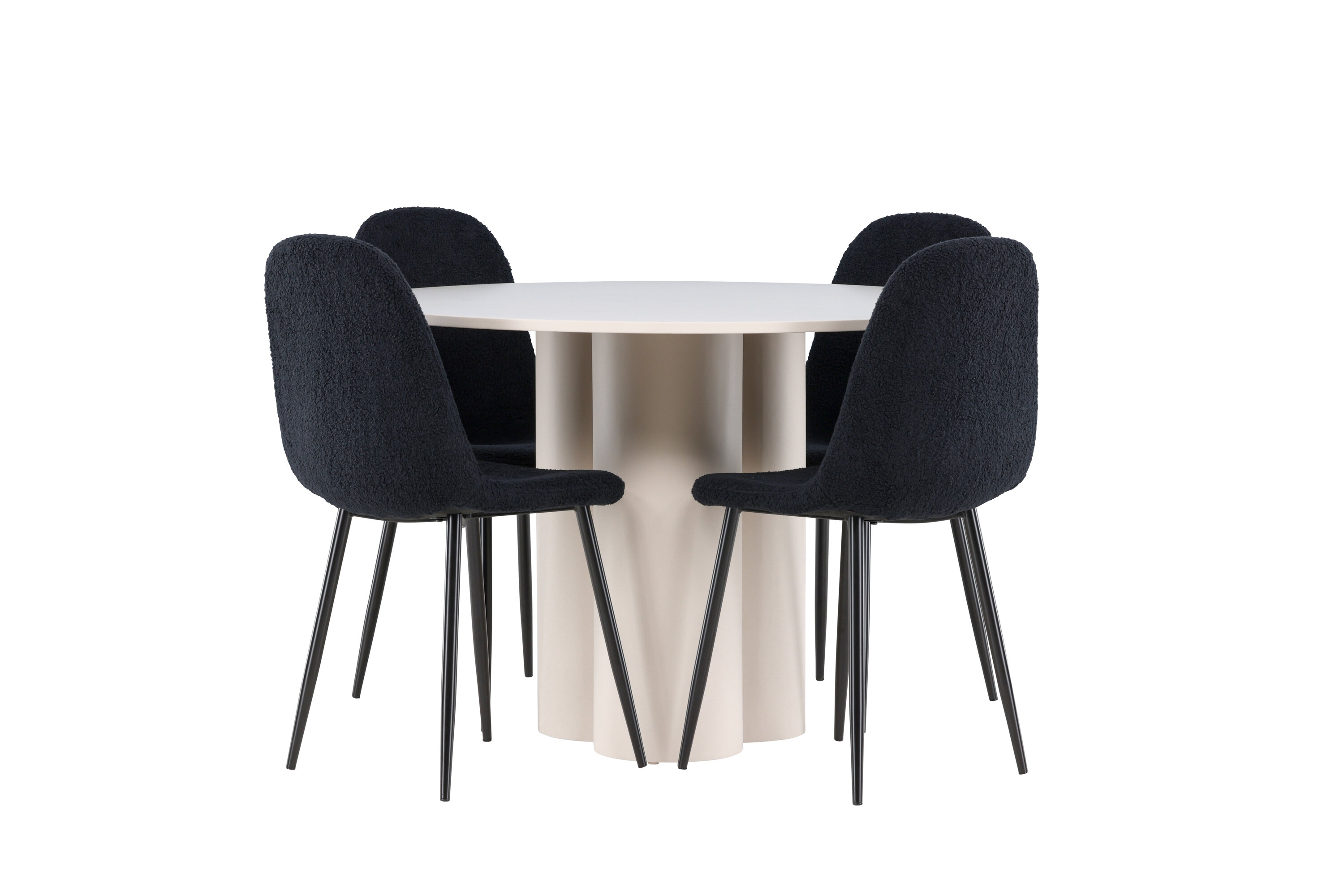 Olivia, Polar ensemble repas rond beige, noir sur fond clair
