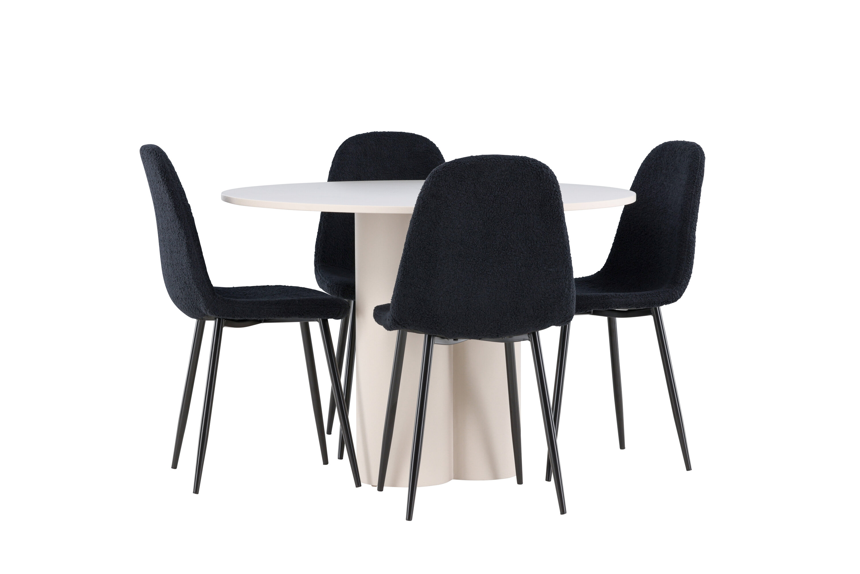 Olivia, Polar ensemble repas rond beige, noir sur fond clair