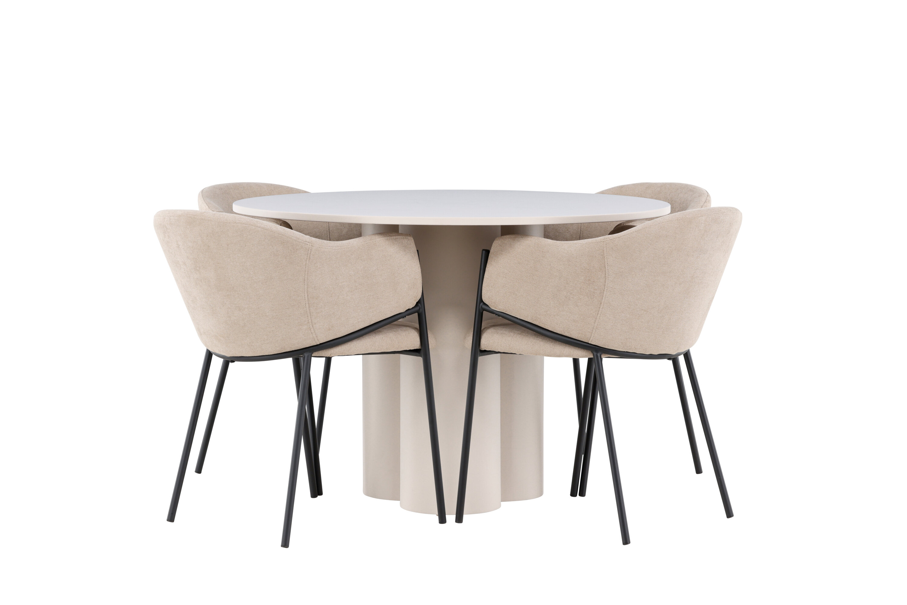 Olivia, Evelina ensemble repas rond beige, noir sur fond clair