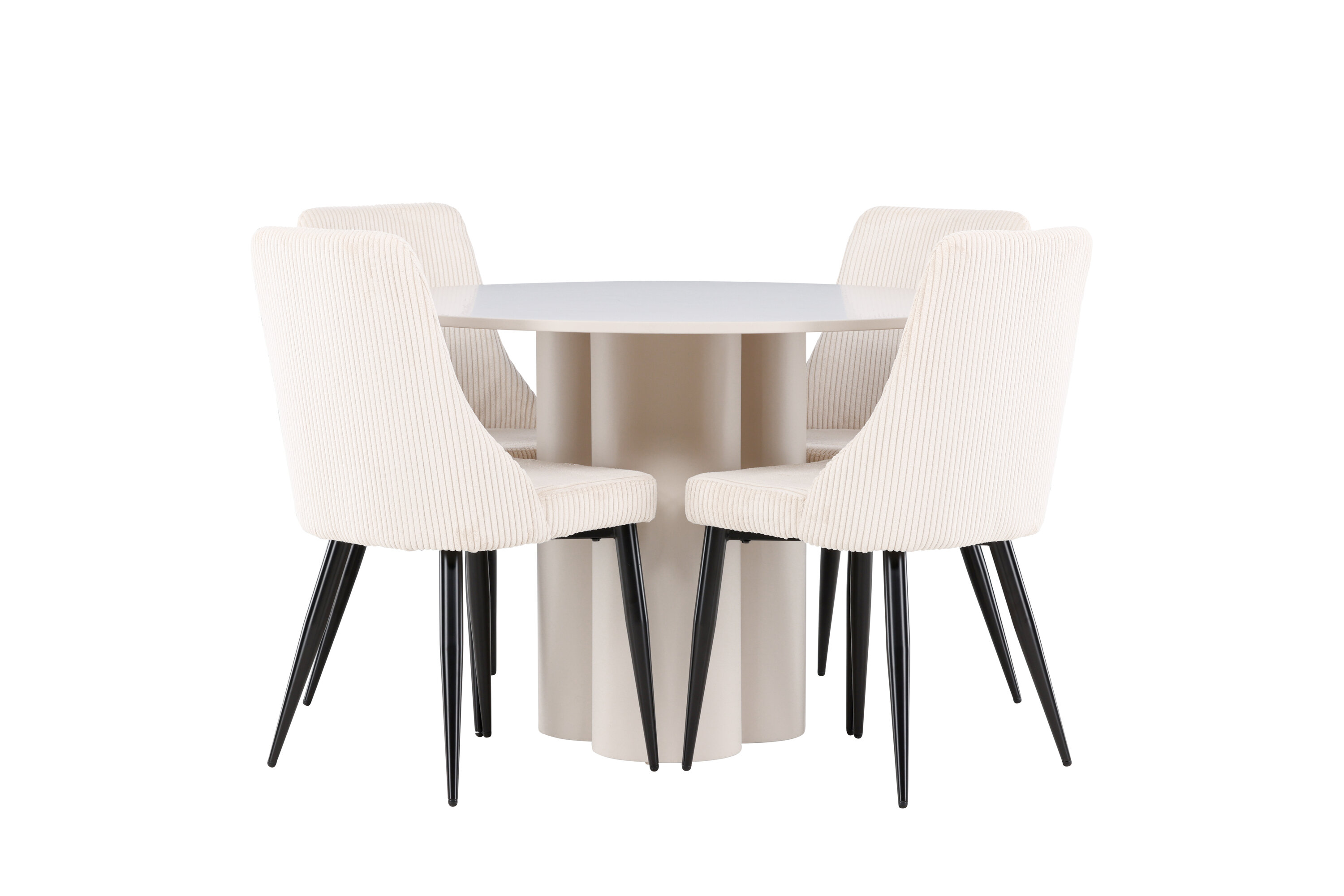 Olivia, Leone ensemble repas rond beige, noir sur fond clair