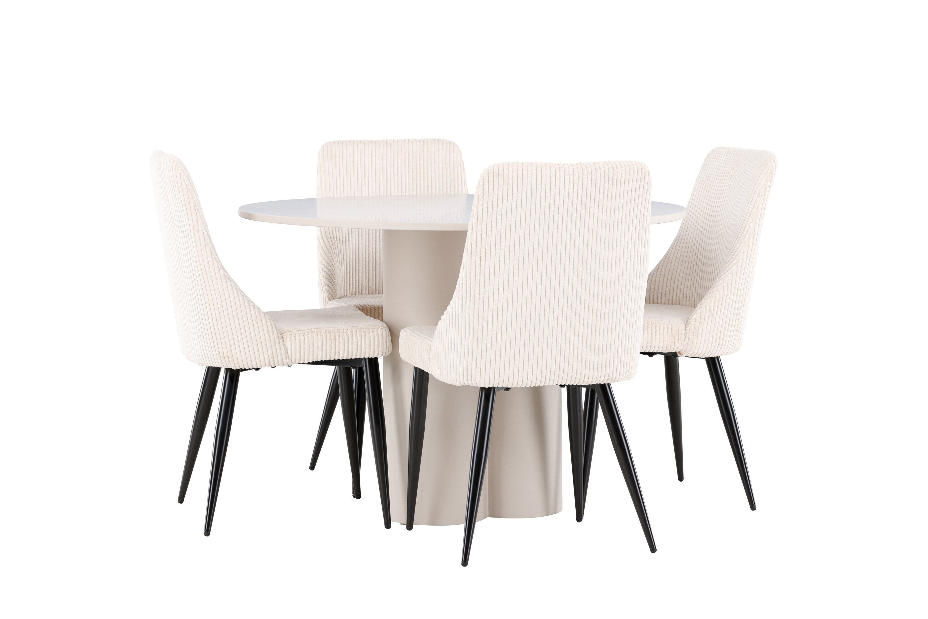 Olivia, Leone ensemble repas rond beige, noir sur fond clair