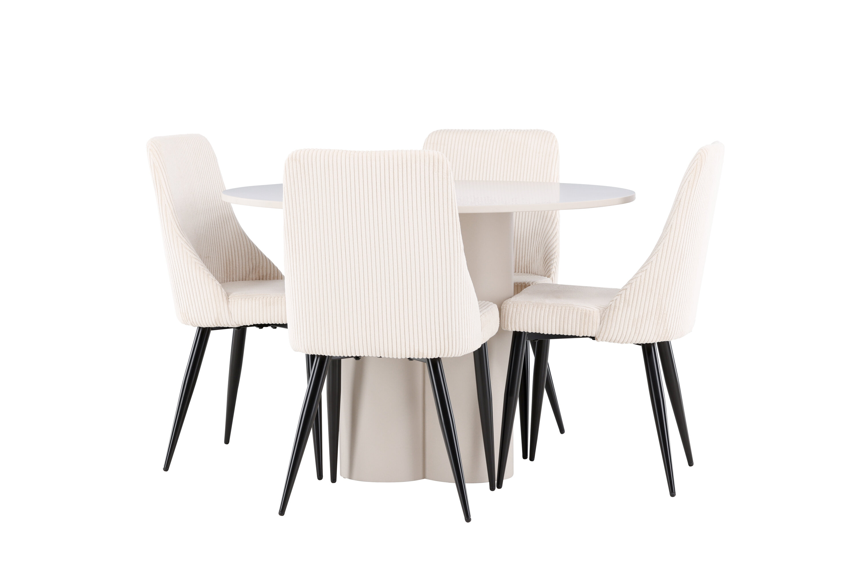 Olivia, Leone ensemble repas rond beige, noir sur fond clair