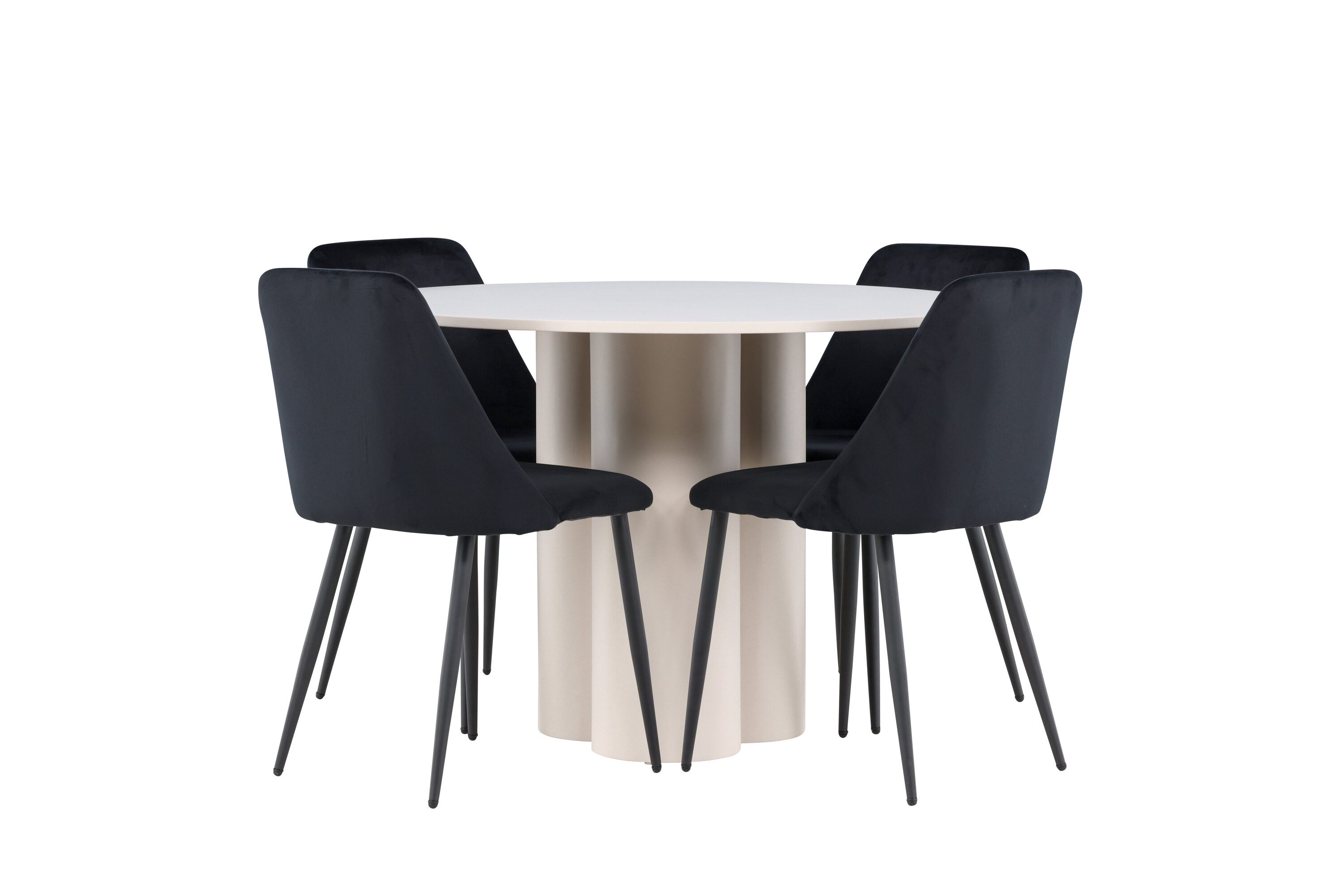 Olivia, Night ensemble repas rond beige, noir sur fond clair