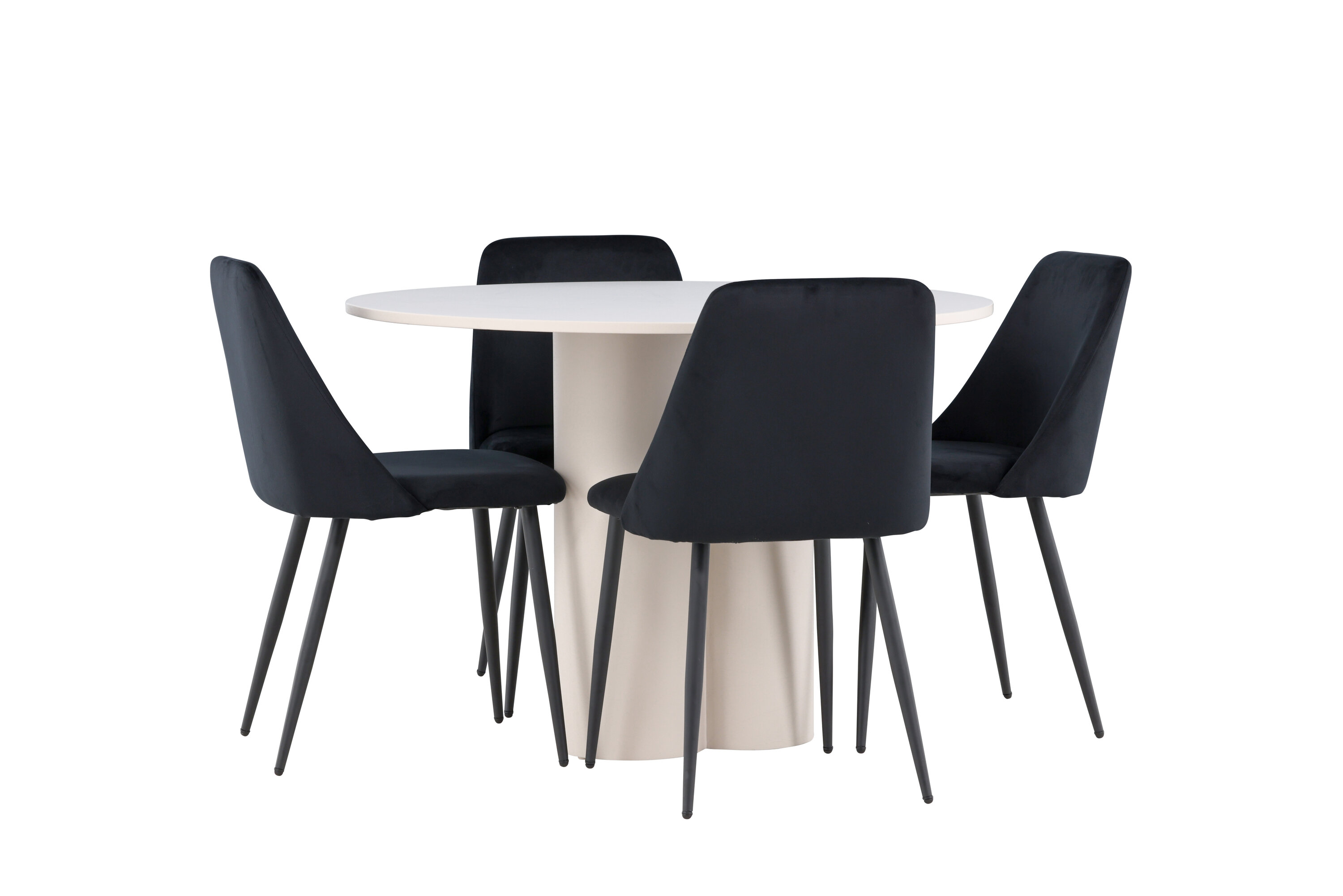Olivia, Night ensemble repas rond beige, noir sur fond clair