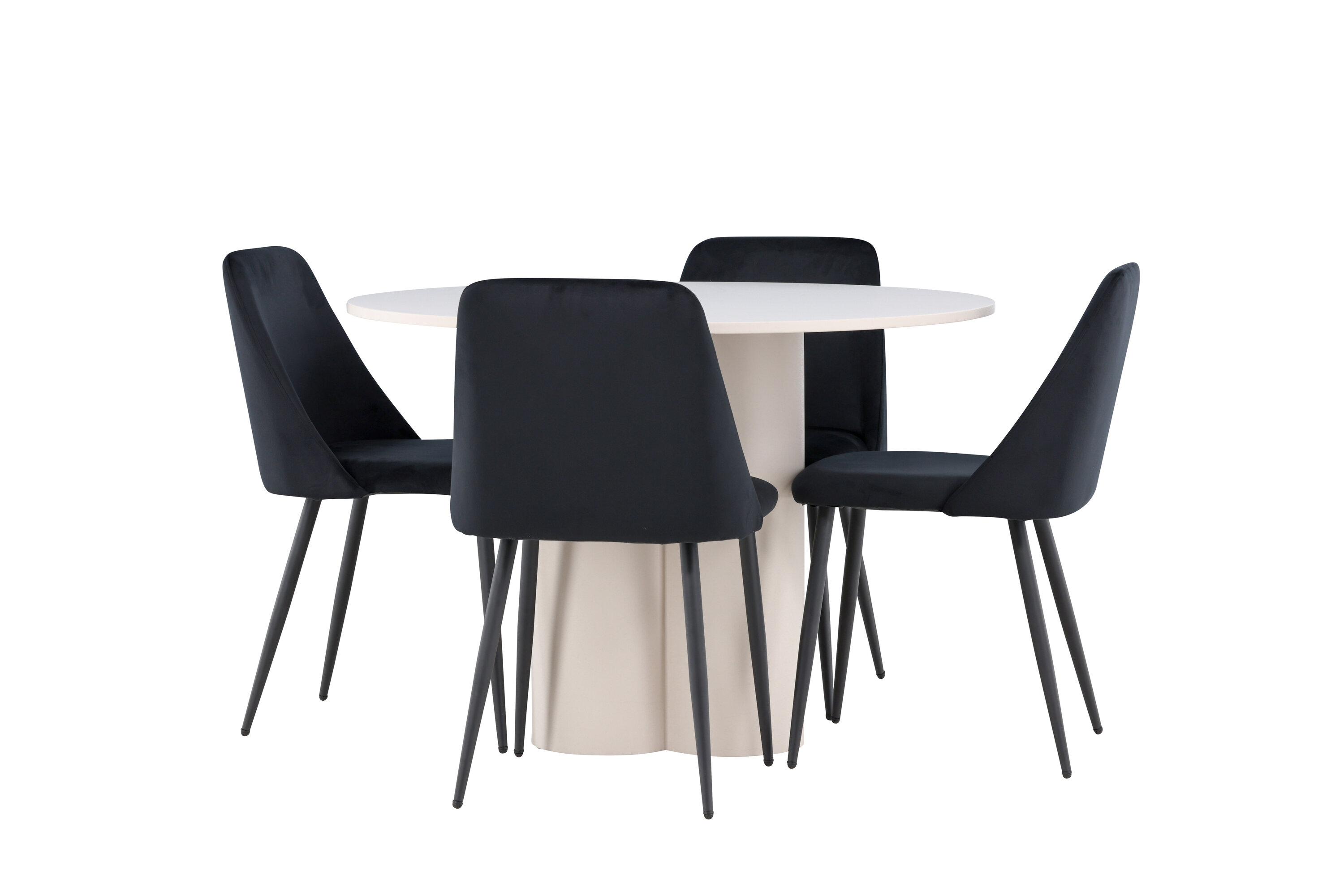 Olivia, Night ensemble repas rond beige, noir sur fond clair