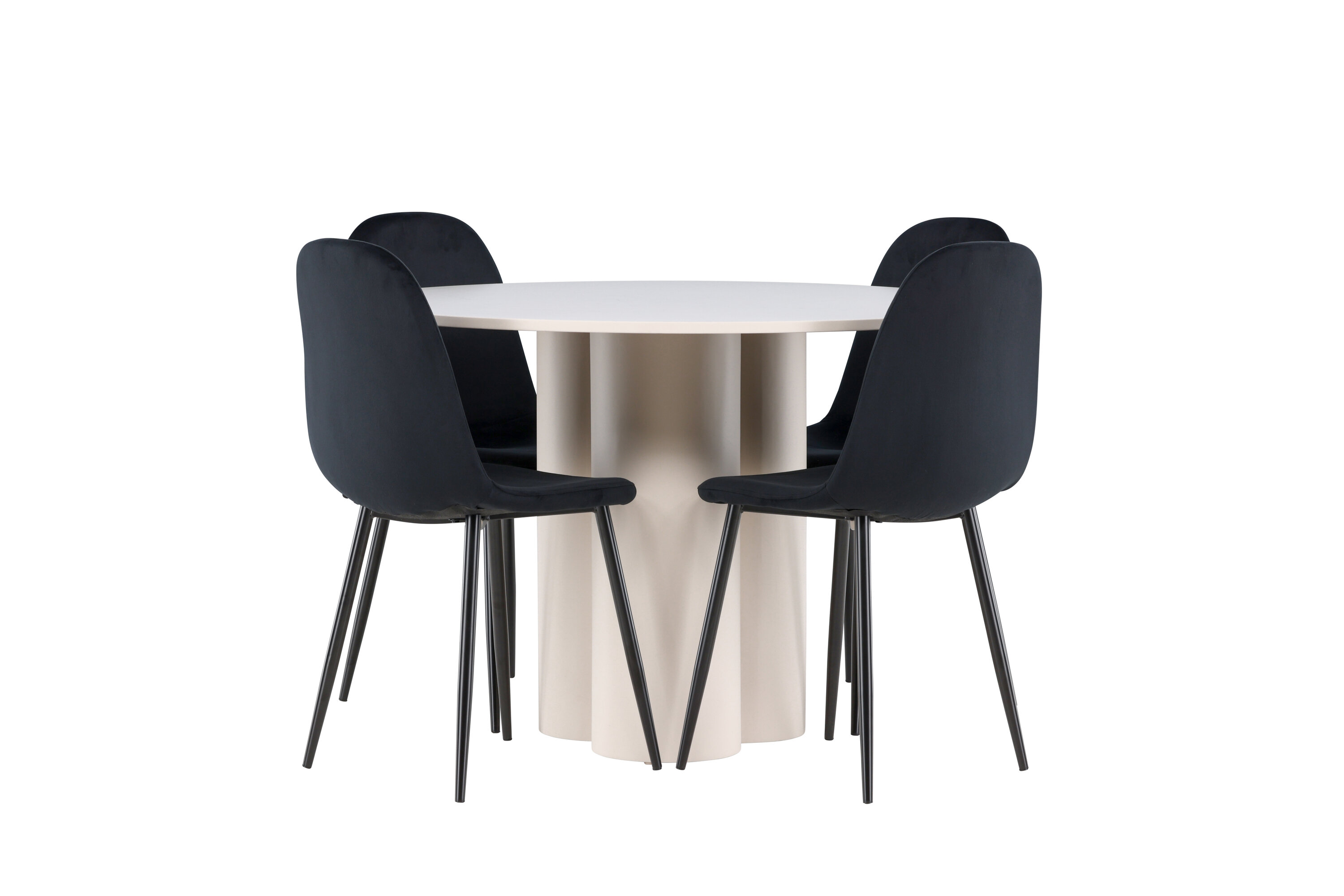 Olivia, Polar ensemble repas rond beige, noir sur fond clair