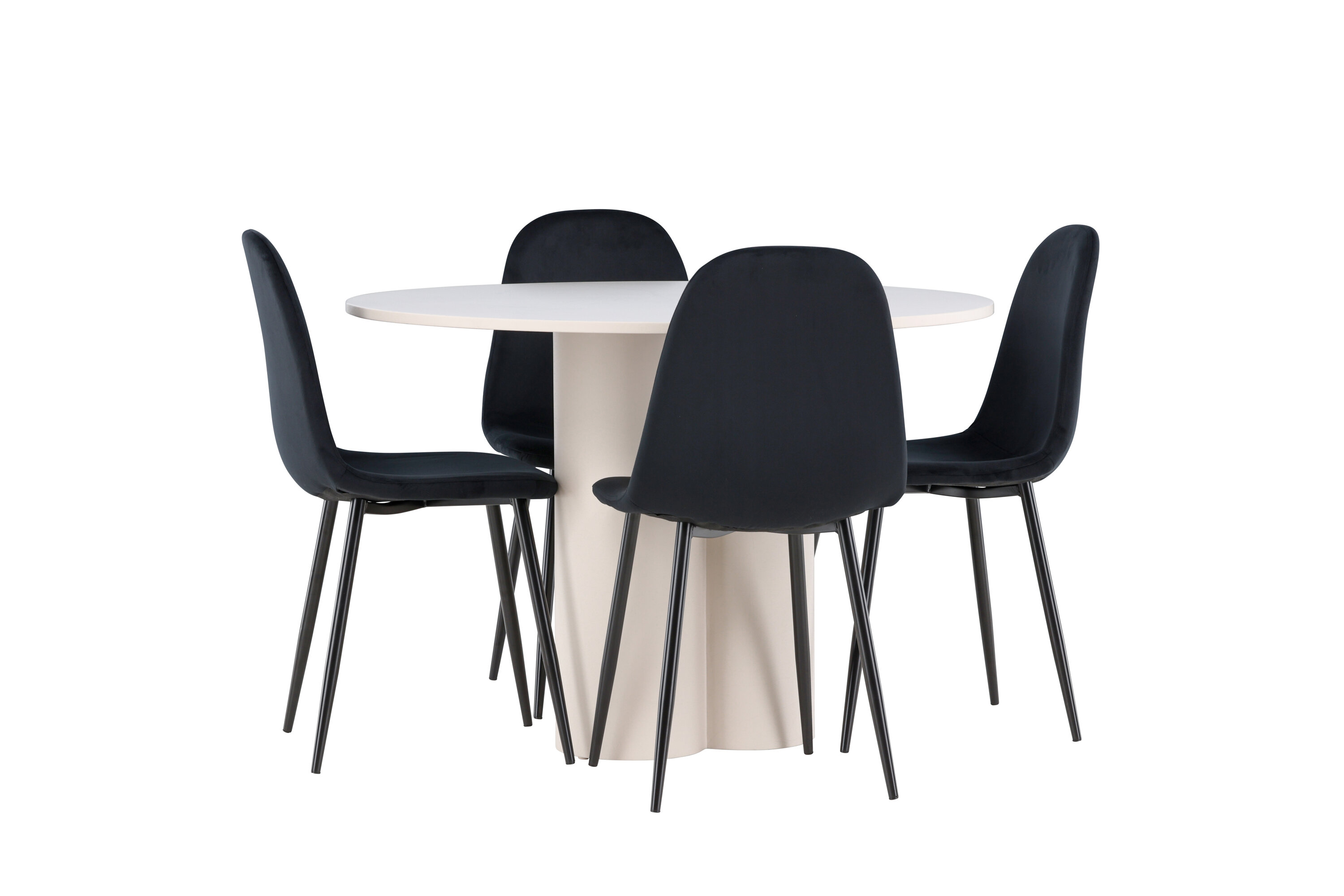 Olivia, Polar ensemble repas rond beige, noir sur fond clair