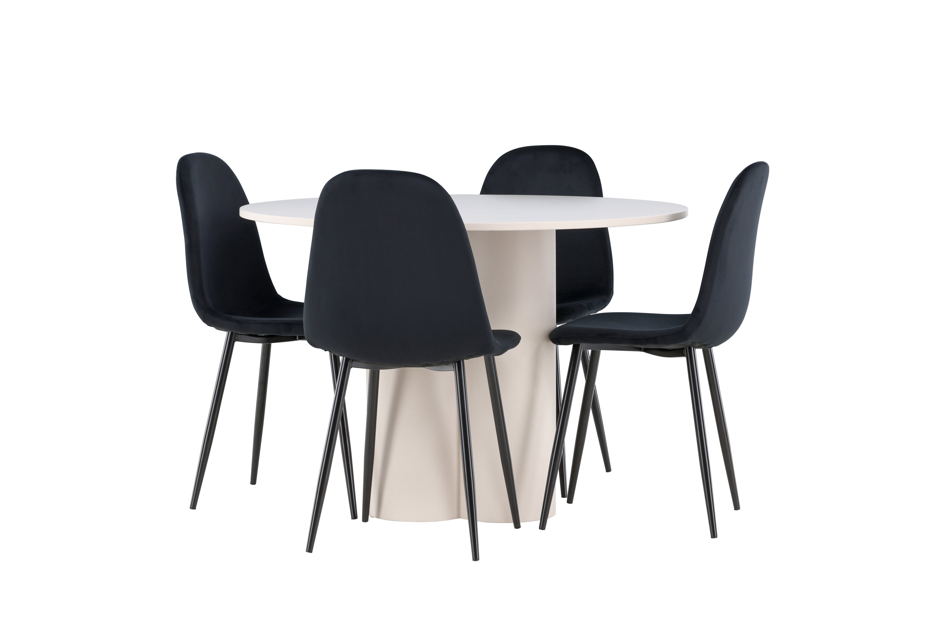 Olivia, Polar ensemble repas rond beige, noir sur fond clair